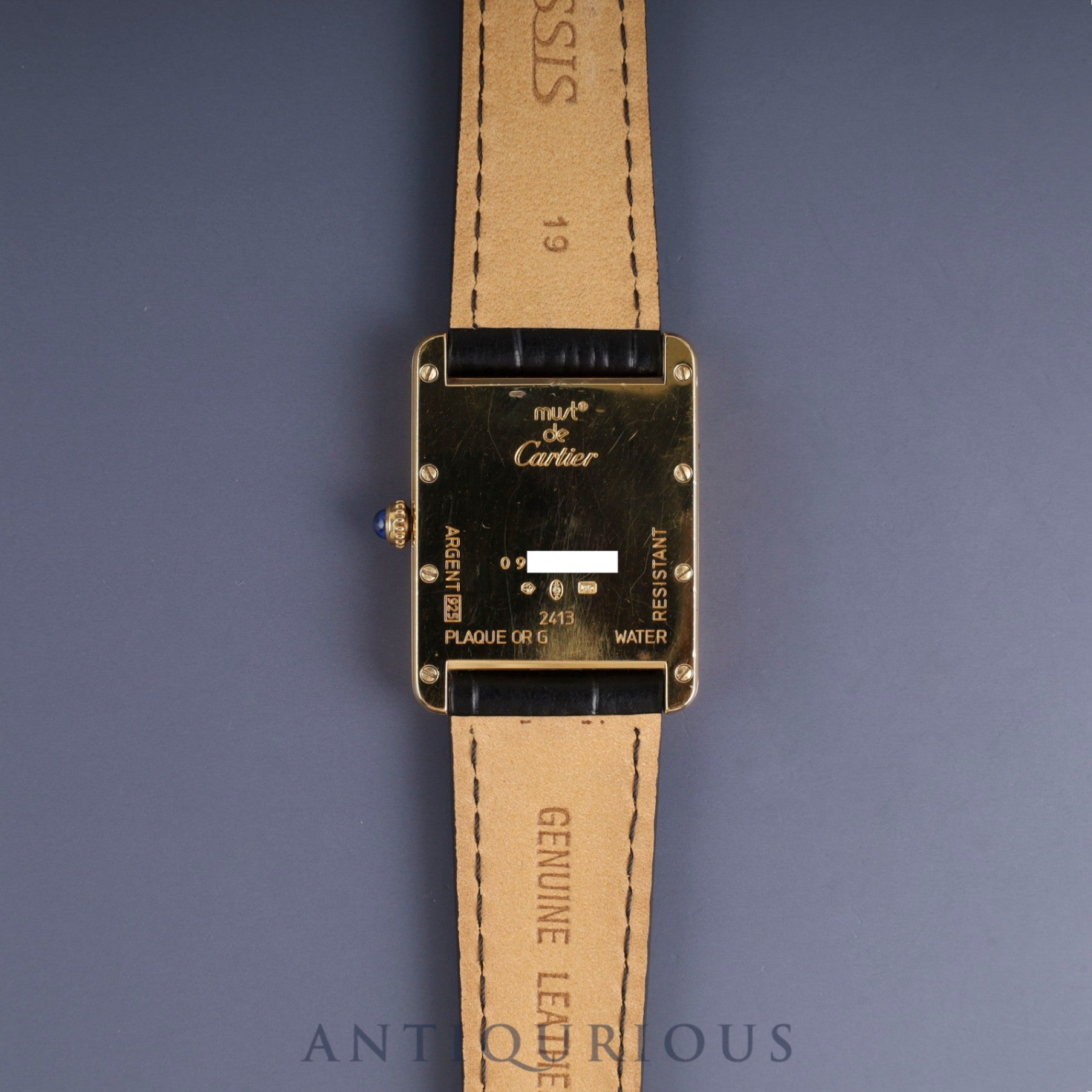カルティエ マストタンク GM(XL) W1017454 / 2413 クォーツ Cal.687 SV925 革 純正尾錠(GP)アイボリーローマン文字盤 箱 冊子 仮保証書 (2002年) オーバーホール済み
