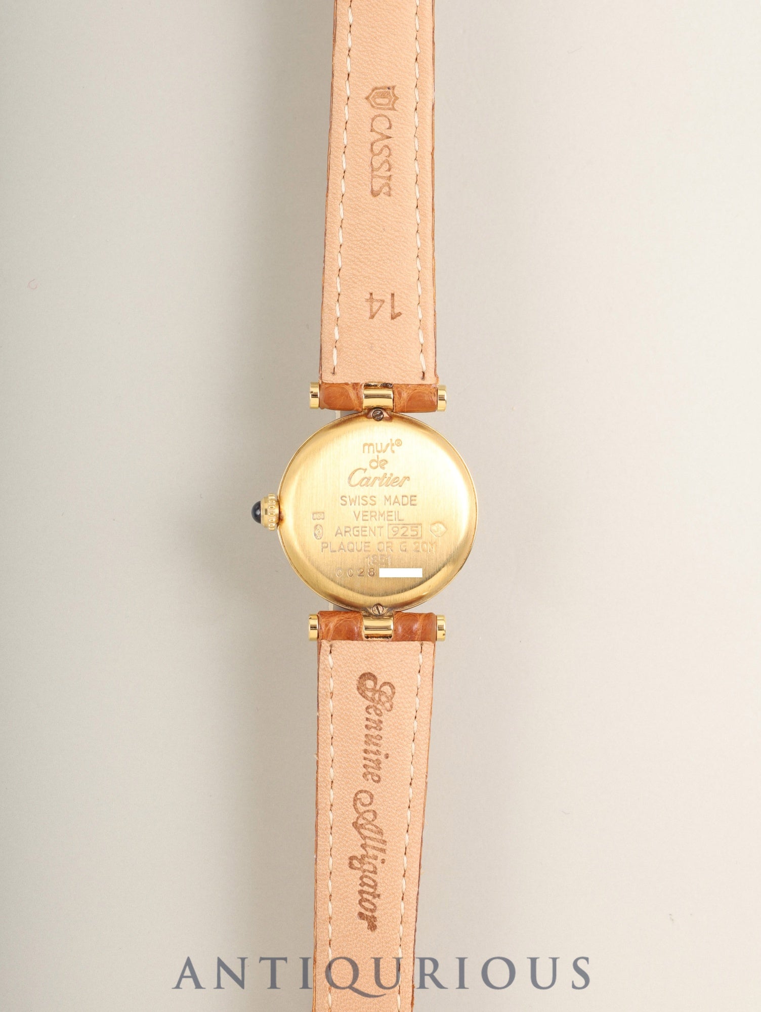 Cartier Must Vendôme VLC SM W1009854 / 1851 Quartz Caliber 90 SV925 Leather Strap with Genuine D-buckle (GP) Arabic Dial, Box, Warranty Card (1997) Overhauled