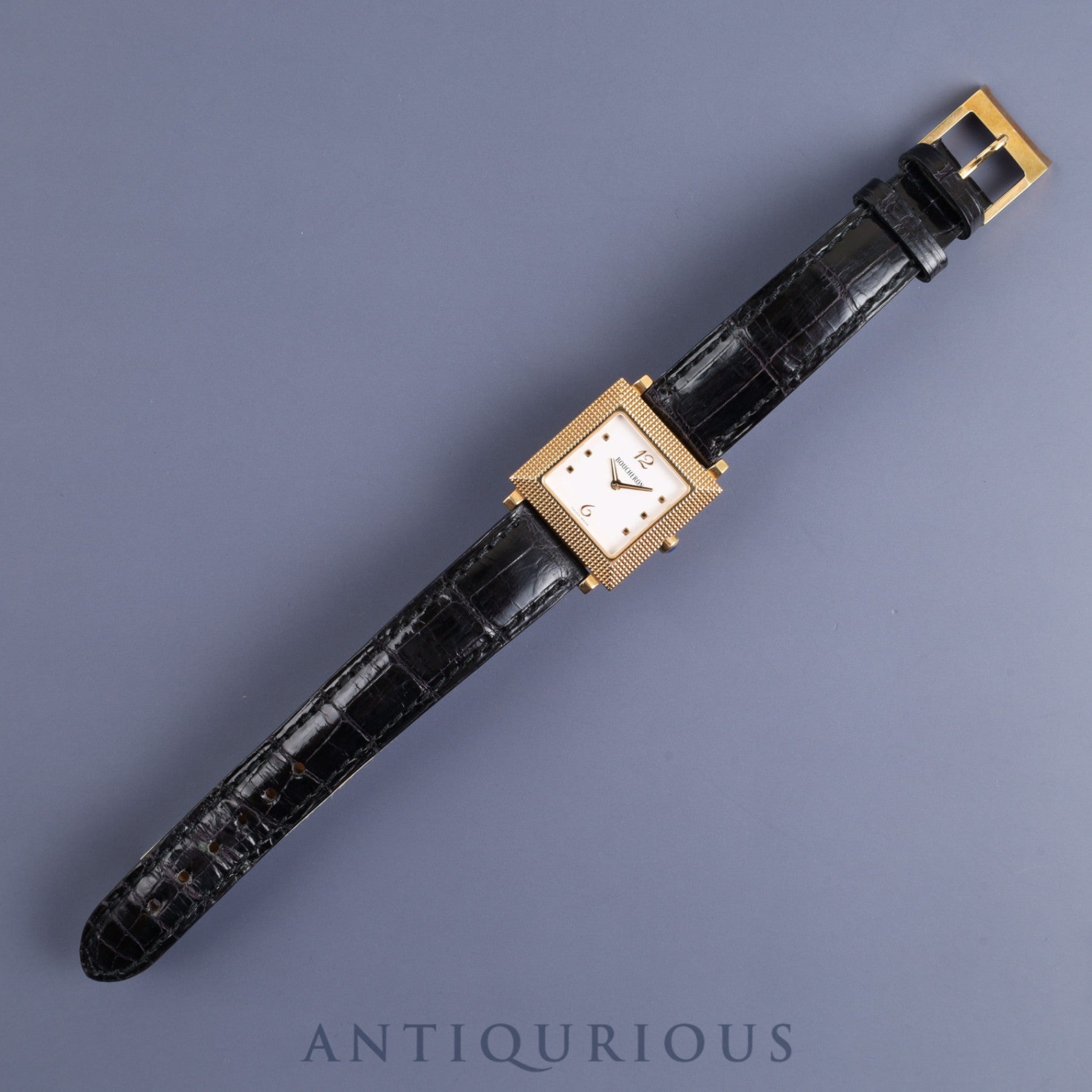 Boucheron Diamant Quartz YG Genuine Leather Strap Genuine Buckle (750) White Dial 23mm 2000s