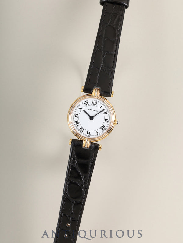 Cartier Vendôme VLC SM Trinity 81004 Quartz Cal.81 750YG Leather Original Pin Buckle (GP) White Roman PARIS Dial Original Leather Strap Overhauled