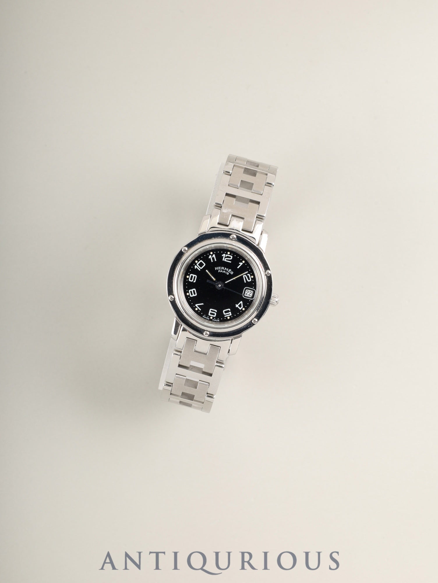 エルメス クリッパー CL4.210 クォーツ SS SS グレー文字盤 オーバーホール済み