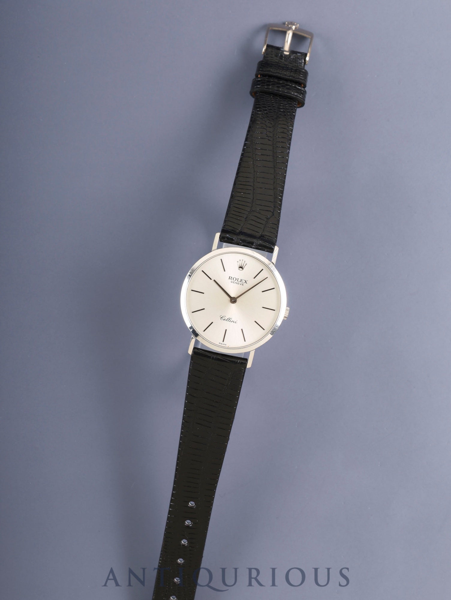 ロレックス チェリーニ 4112/9 手巻き Cal.1601 750WG 革 純正ピンバックル(750WG)シルバー文字盤 W番台(1994-1995年) 保証書(1996年)冊子 オーバーホール済み