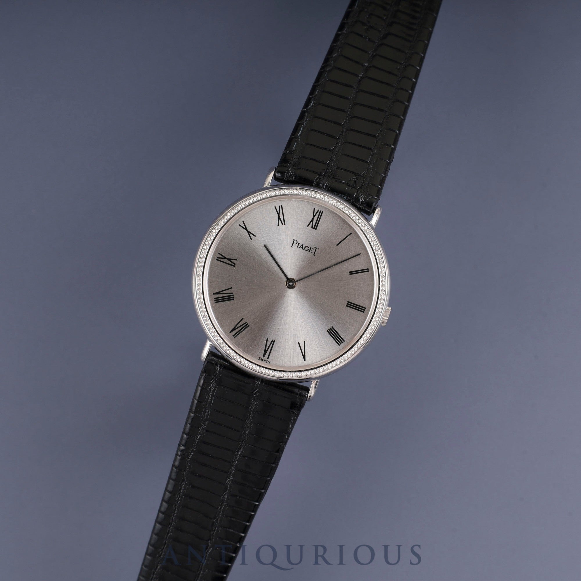 Piaget Round 90239 Manual Winding Caliber 9P2 750 Leather Genuine Buckle (750) Silver Dial Genuine Strap Overhauled