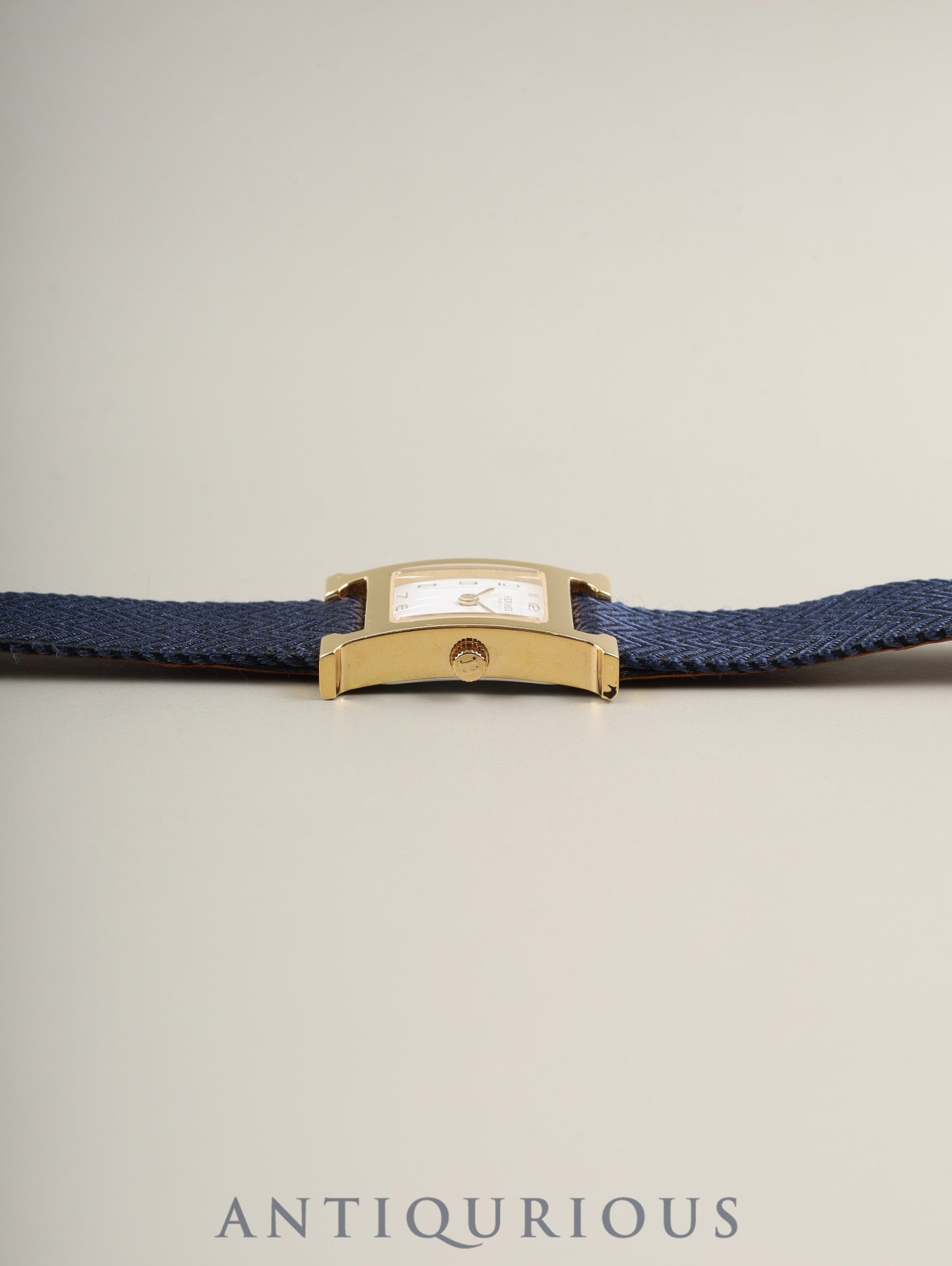 エルメス Hウォッチ HH1.201 クォーツ Cal.901.001 GP 純正ベルト 純正尾錠(GP)ホワイト文字盤 箱 カード(2019年)保存袋 オーバーホール済み