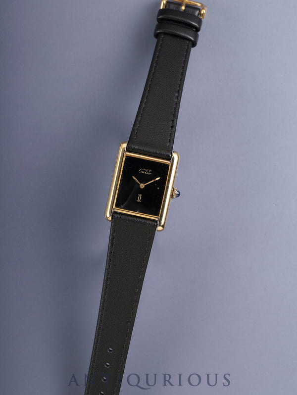 カルティエ マストタンク LM 手巻き Cal.78-1 SV925 革 純正ピンバックル(GP)オニキス文字盤(SWISS表記)オーバーホール済み