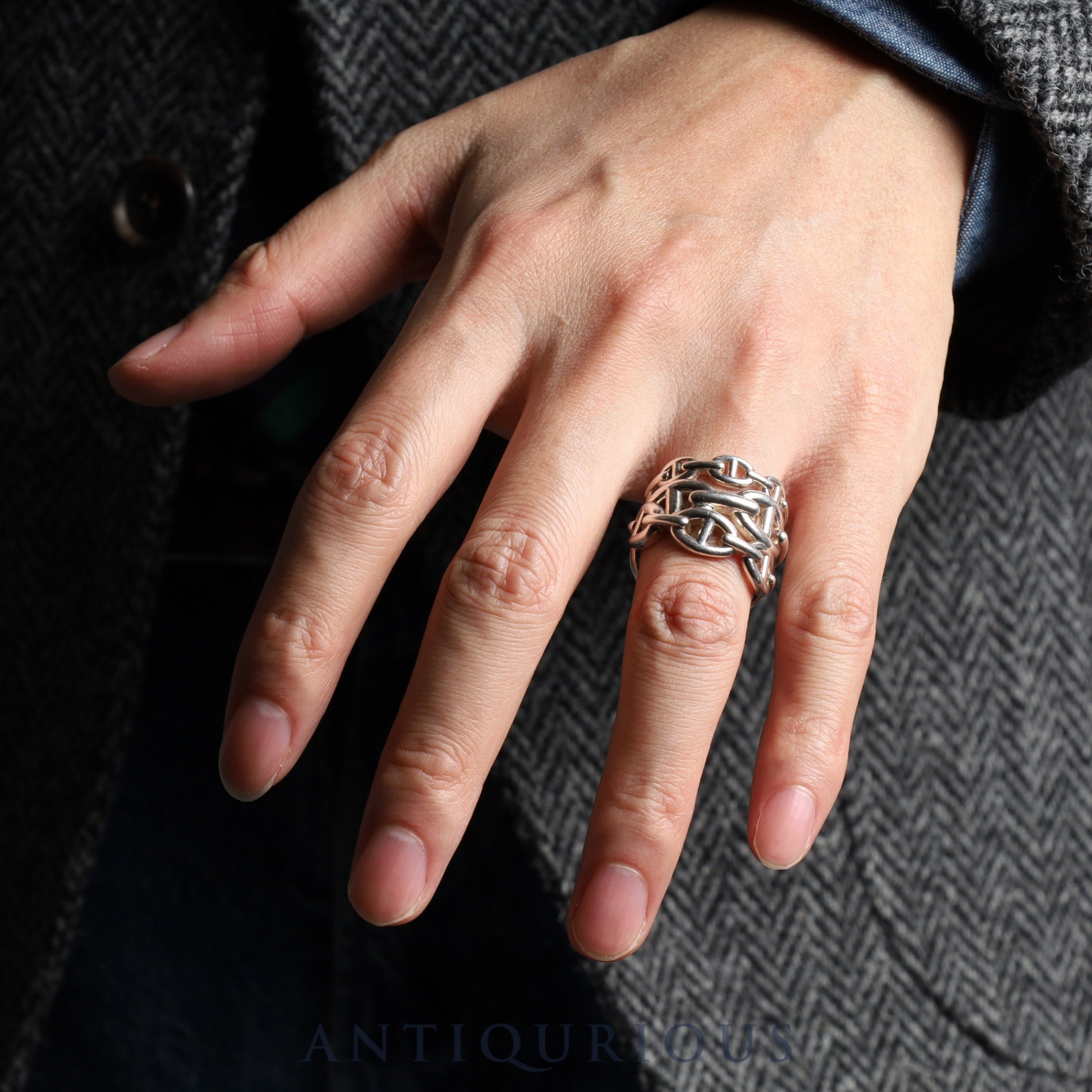 Hermes Ring Chaine d'Ancre Enchaine GM Sterling Silver #57 Box Card (2024) 23 Years Old