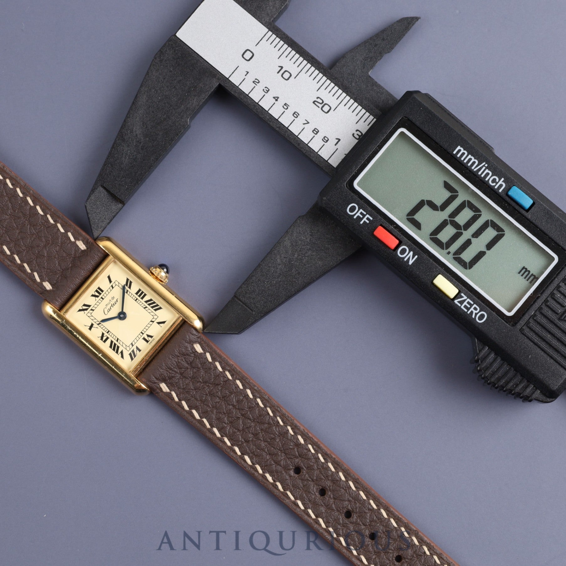 カルティエ マストタンク SM 5057001 クォーツ Cal.057 SV925 革 純正尾錠(GP)アイボリーローマン文字盤オーバーホール済み 新品仕上げ済み