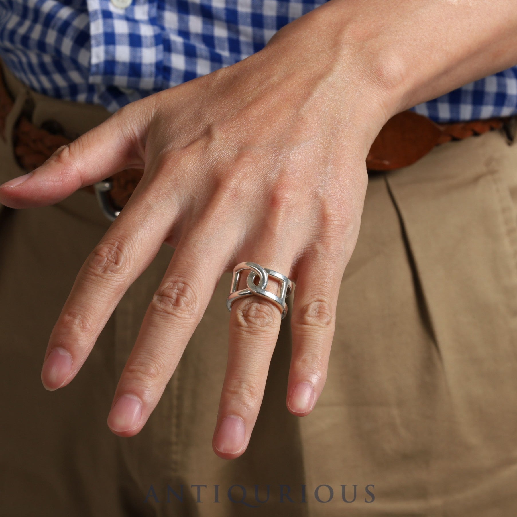 Hermes Ring Chaine d'Ancre Cyther SV925 51 Size 10.5
