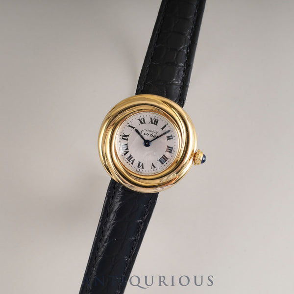 Cartier Must Trinity W1010644 / 2735 Quartz Cal.157 SV925 Leather Genuine D-buckle (GP) Silver Roman dial Overhauled