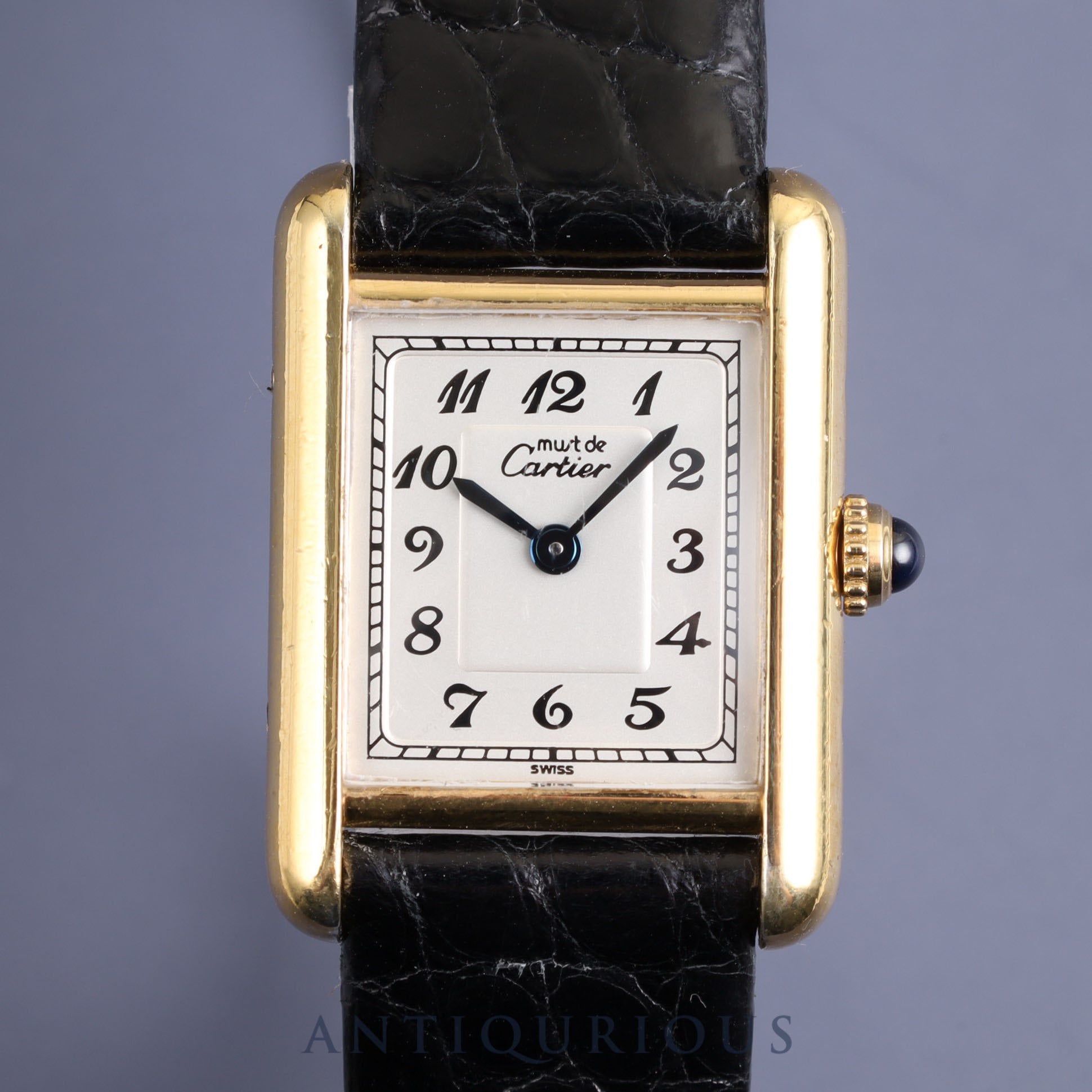 カルティエ マストタンク SM 5057001 クォーツ SV925 革 純正尾錠(GP) アラビア文字盤 カルティエブティックにてコンプリートサービス(フルメンテナンス)済み 新品仕上げ済み
