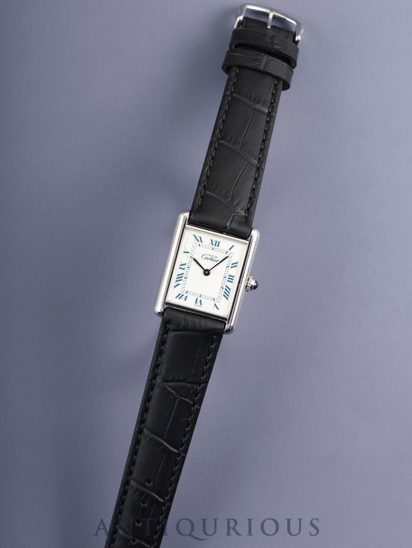 Cartier Must Tank LM 690006 Quartz Caliber 90 SV925 Leather Strap with Genuine Stainless Steel Buckle, White Roman Dial (SWISS Marking), Overhauled
