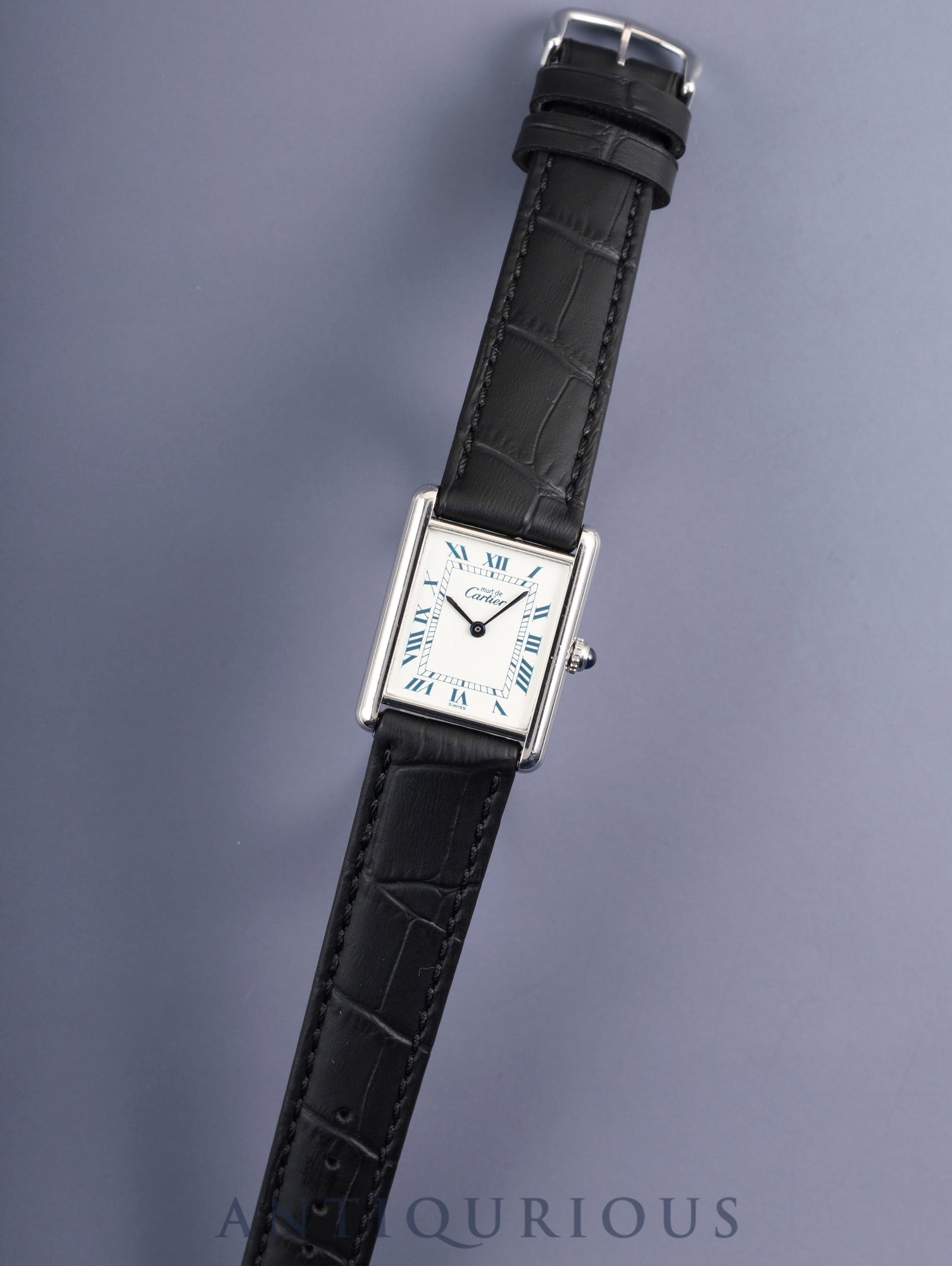 Cartier Must Tank LM 690006 Quartz Caliber 90 SV925 Leather Strap with Genuine Stainless Steel Buckle, White Roman Dial (SWISS Marking), Overhauled