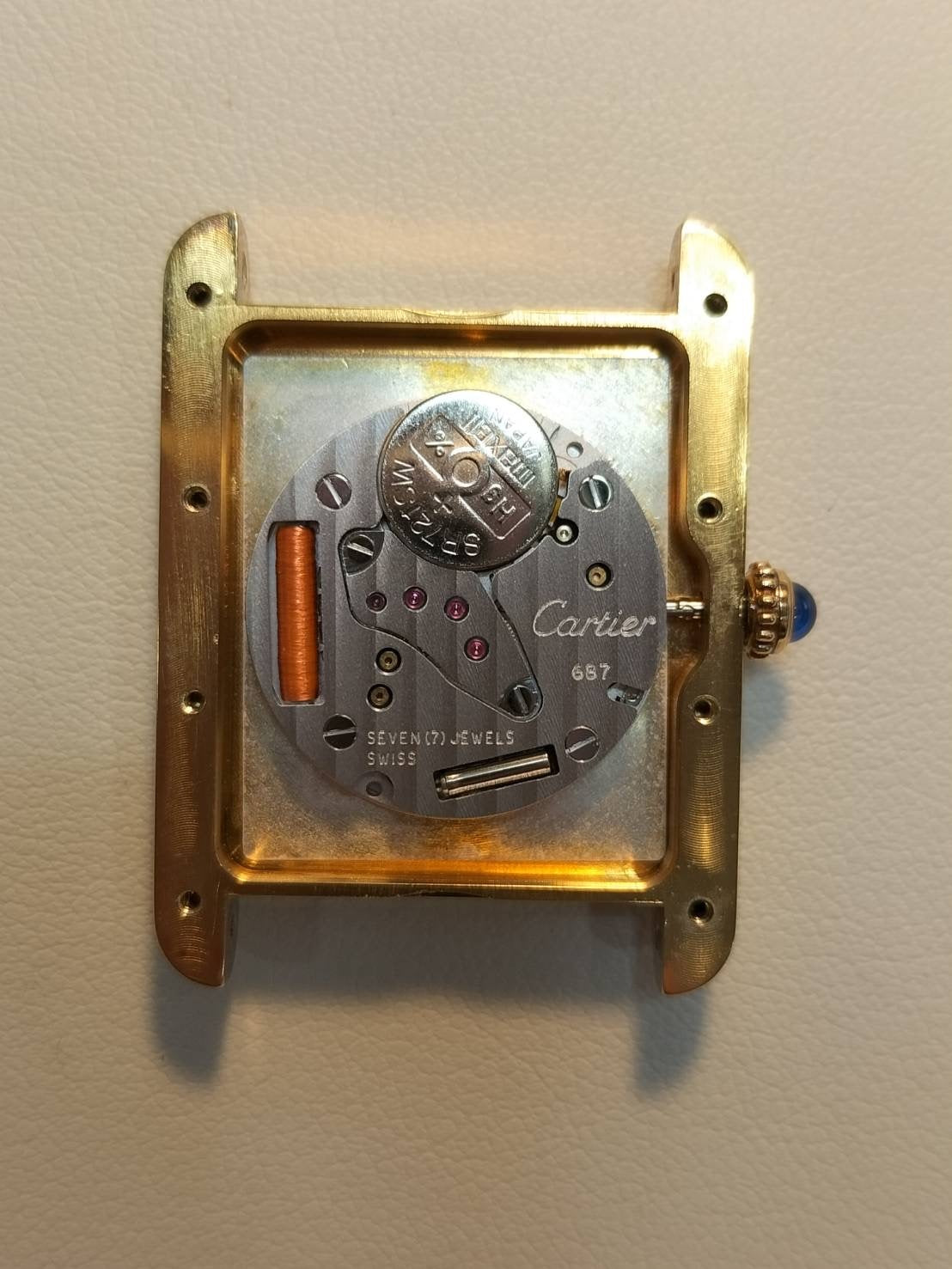カルティエ マストタンク GM(XL) W1017454 / 2413 クォーツ Cal.687 SV925 純正革ベルト 純正Dバックル(GP)アイボリーローマン文字盤(SWISS MADE表記) 箱 冊子 保証書 (2004年) オーバーホール済み