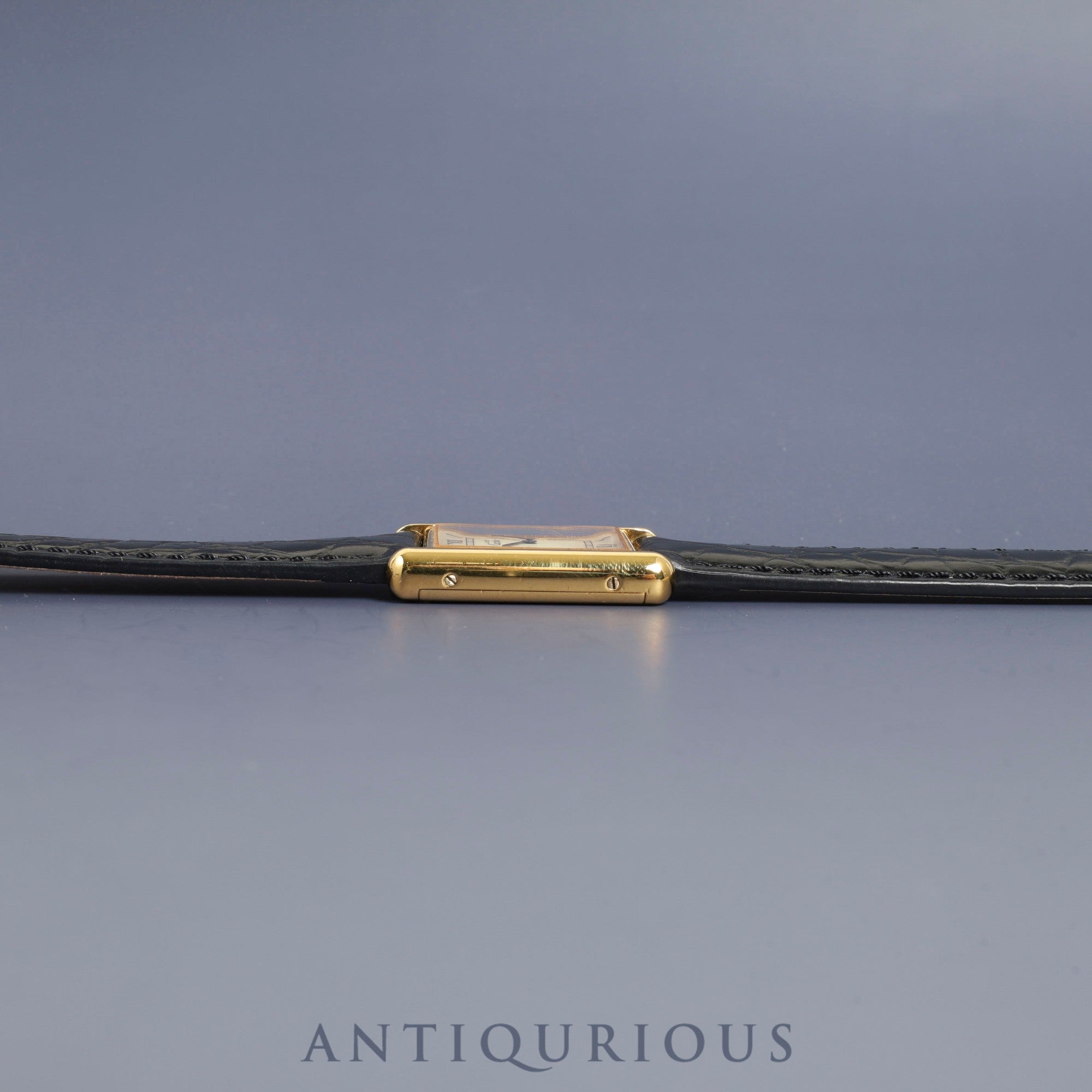 Cartier Must Tank LM 6 182065 Manual Winding Caliber 78-1 SV925 Leather Strap with Genuine GP Buckle Ivory Roman Dial Overhauled