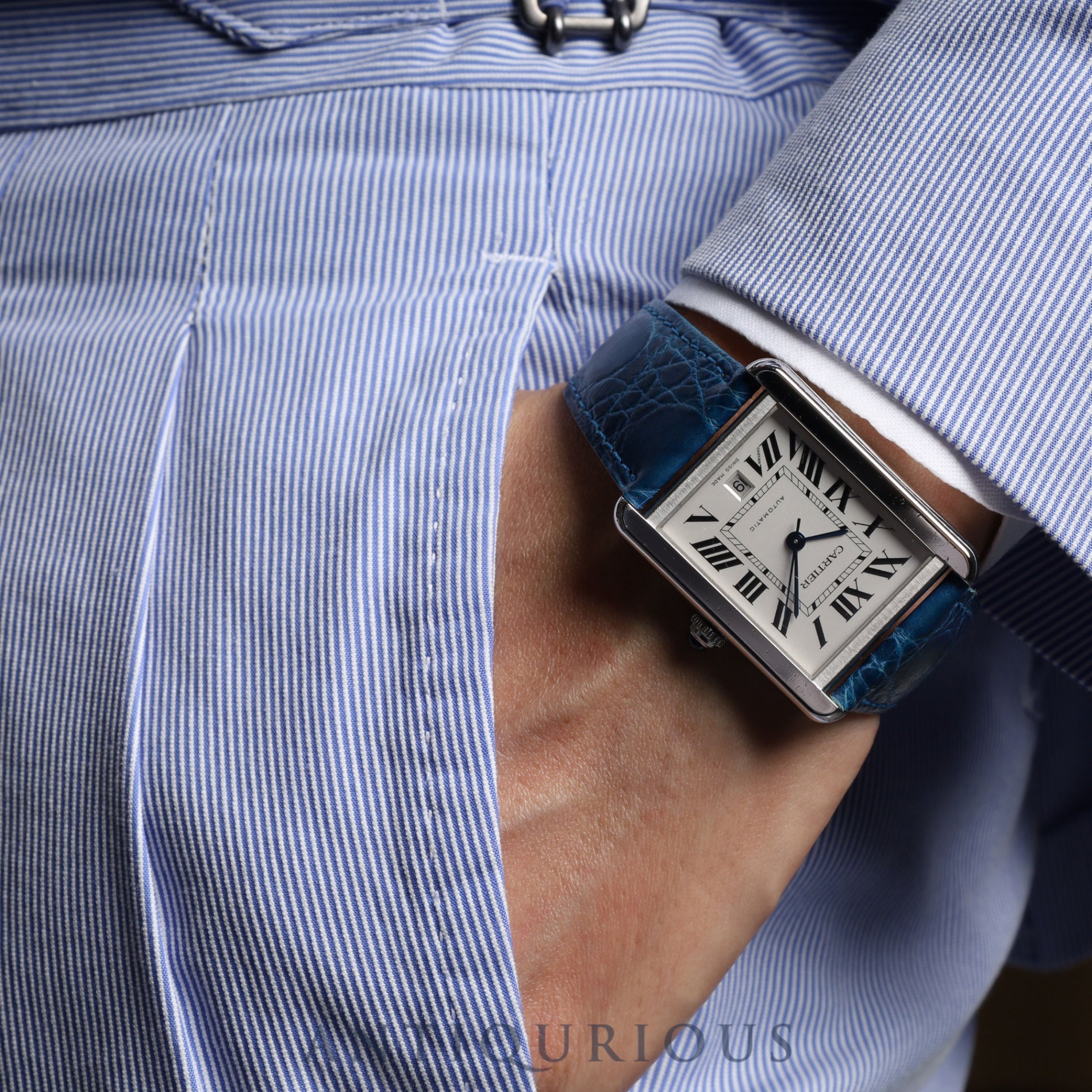 カルティエ タンクソロ XL AT Cal.049 W5200027 SS 革 シルバー文字盤 保証書(2015年) コンプリートサービス済み