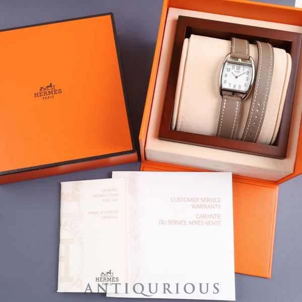 エルメス ケープコッド トノー CT1.210 クオーツ Cal.- SS 革 ホワイト文字盤 箱 保証書(2017年)