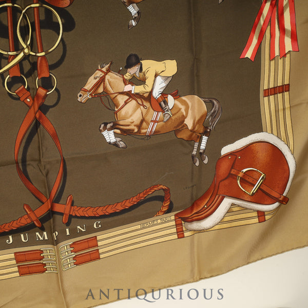 エルメス スカーフ カレ90 JUMPING ベージュ SILK100%