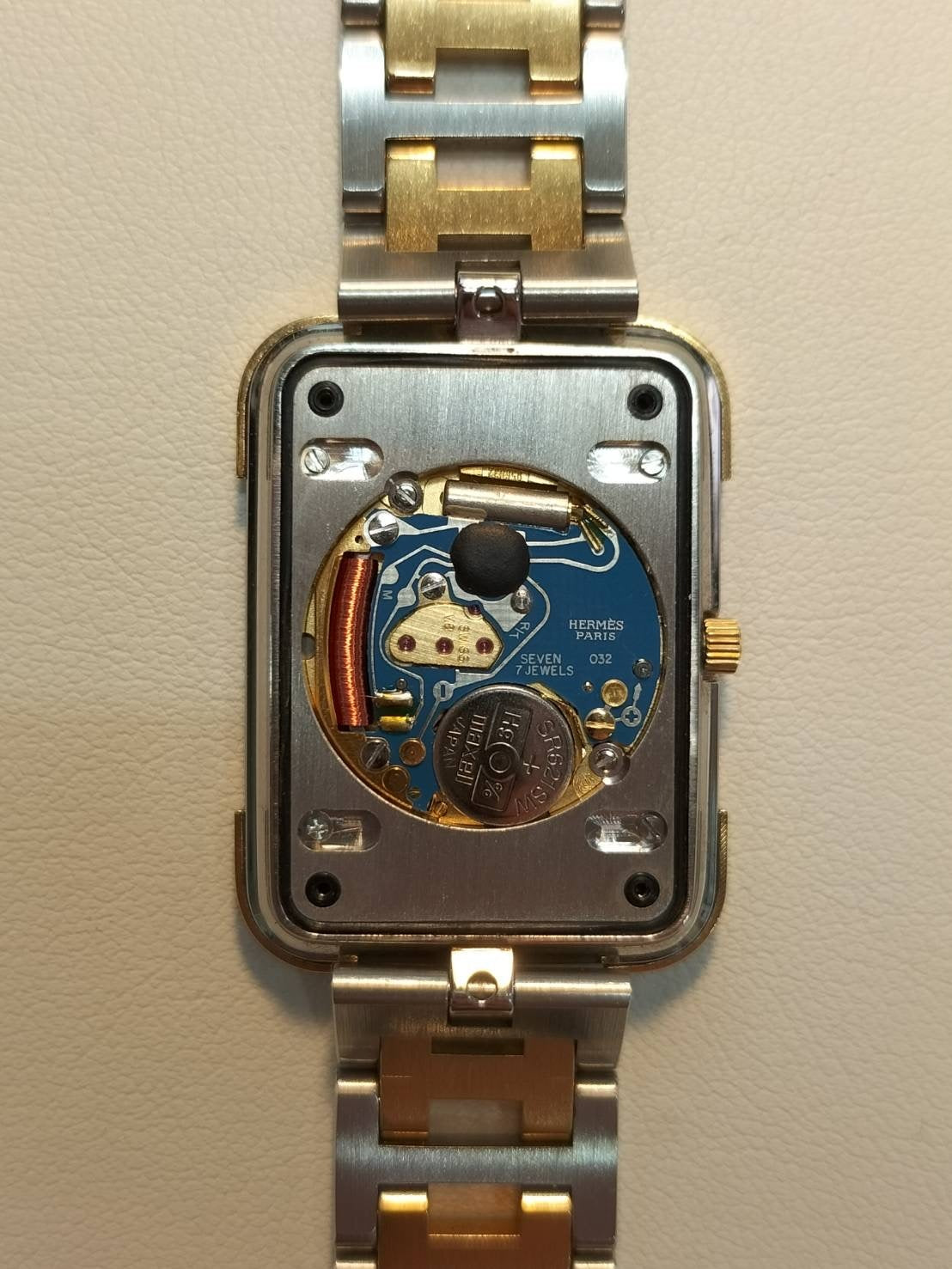 エルメス クロアジュール CR1.740 クォーツ Cal.032 SS/GP SS/GP ホワイトローマン文字盤 オーバーホール済み