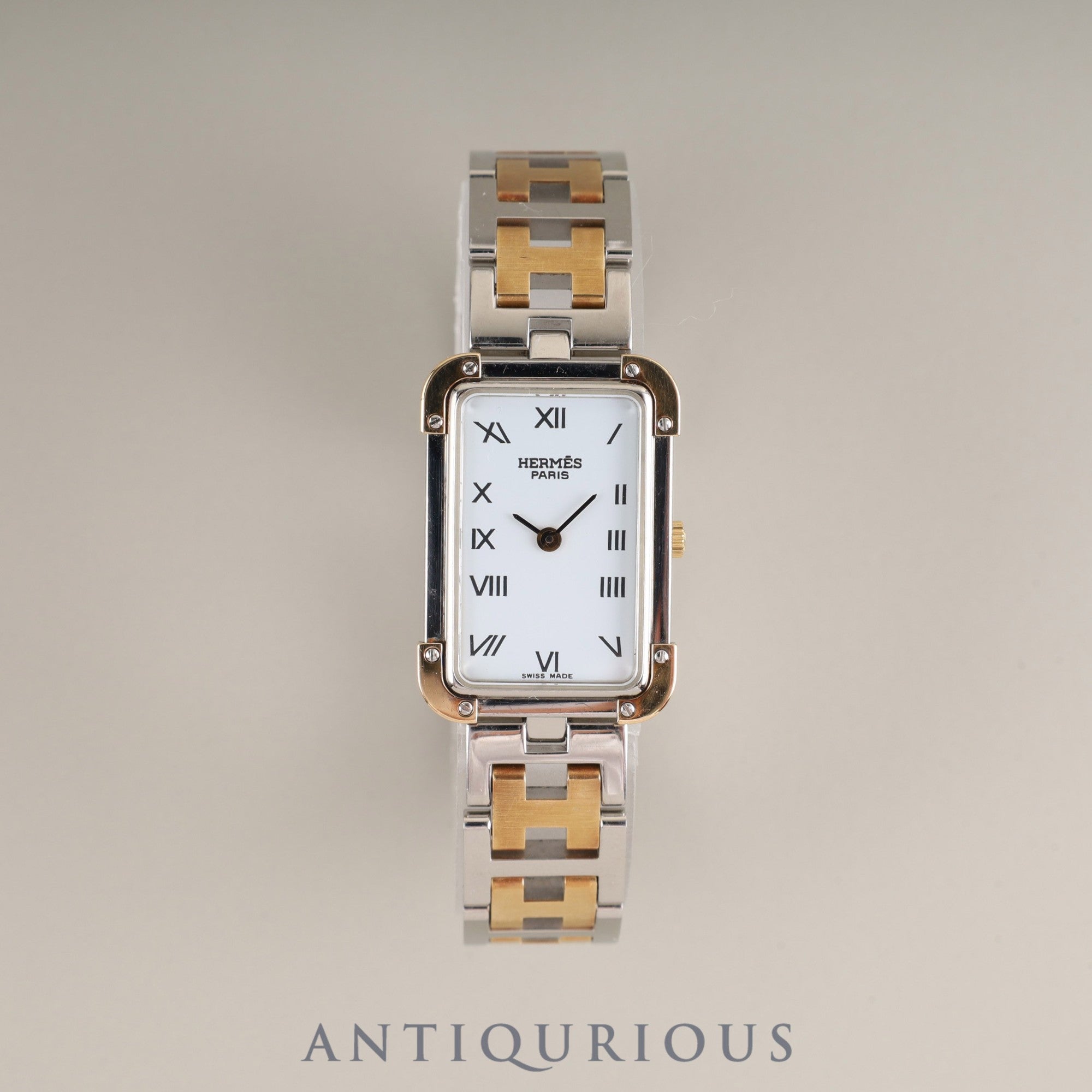 エルメス クロアジュール CR1.220 クォーツ Cal.976.001 SS/GP SS/GP ホワイト文字盤 オーバーホール済み