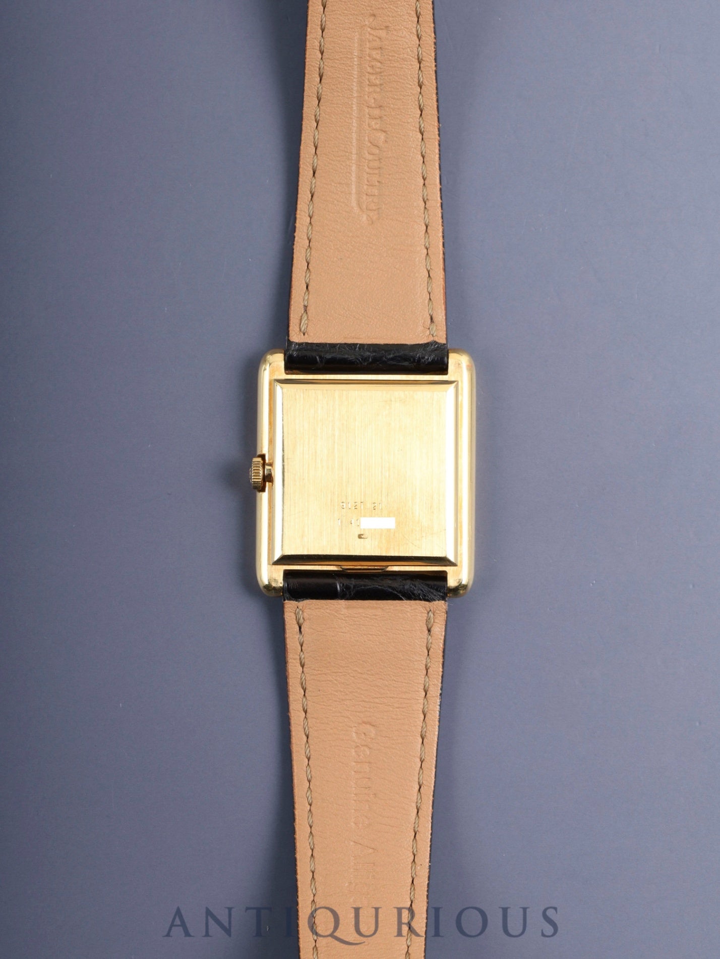 Jaeger-LeCoultre Square Case 9117.21 Manual Winding 750YG Leather Original Buckle (GP) White Roman Dial Overhauled