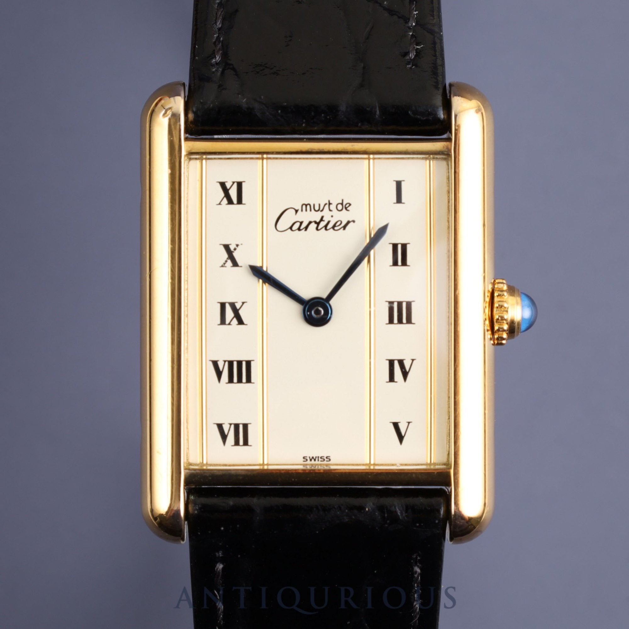 カルティエ マストタンク LM 590005 クォーツ Cal.90 SV925 革 純正尾錠(GP) ストレートローマン文字盤 オーバーホール済み