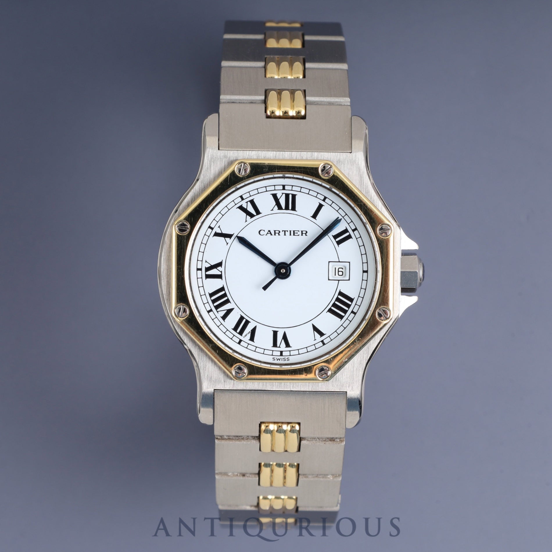 Cartier Santos Octagon LM 2966 Automatic Cal. 077 Stainless Steel/Yellow Gold White Roman Dial Overhauled