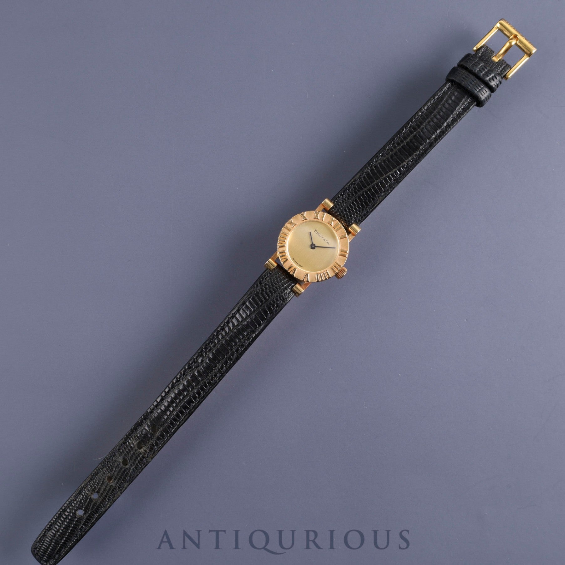 ティファニー アトラス YG CASE S0630 クォーツ YG 純正革ベルト 純正尾錠(GP)シャンパン文字盤 電池交換済み