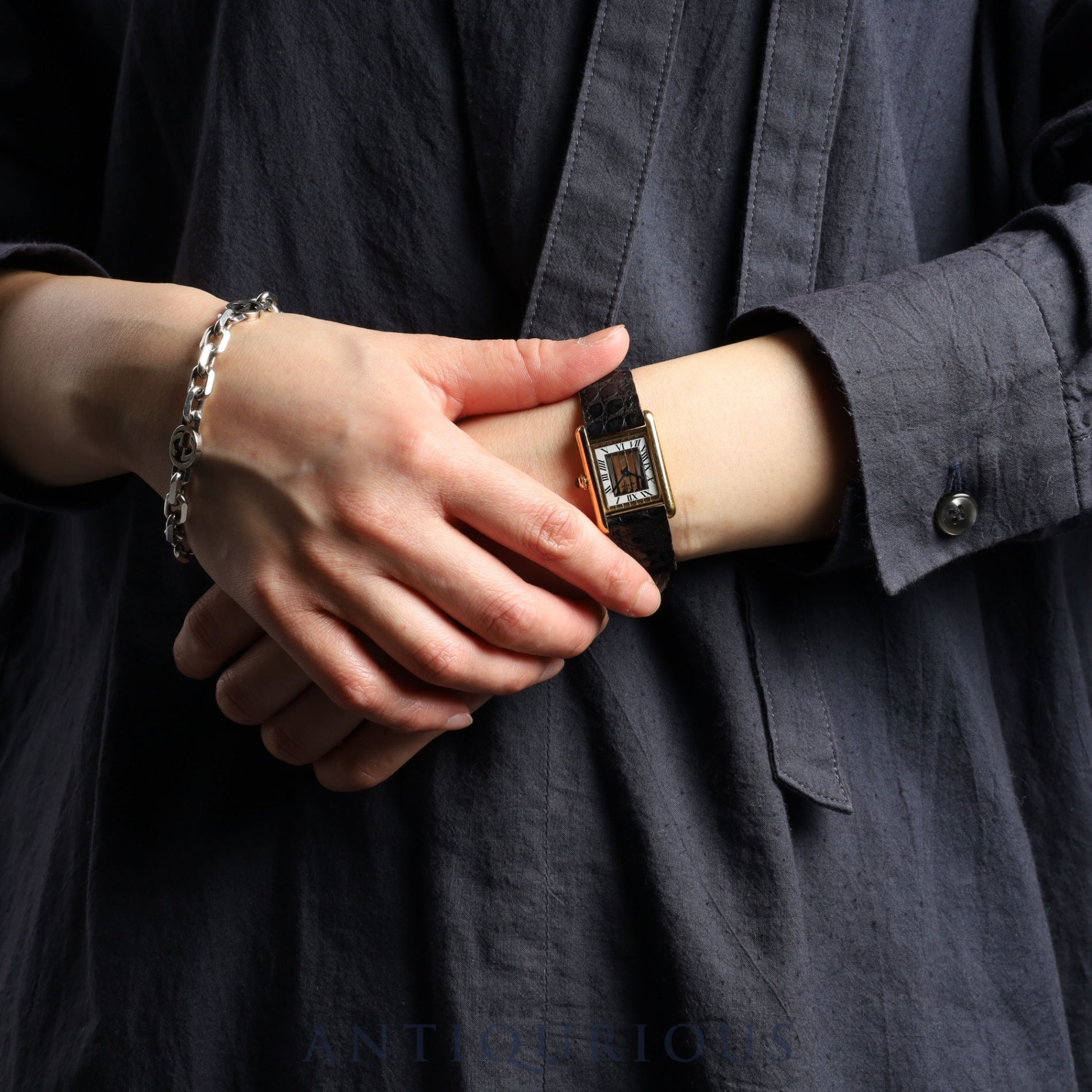 Cartier Must Tank SM 5057001 Quartz Cal.057 SV925 Genuine leather strap Genuine buckle (GP) Front Trinity dial Warranty card (no date) Overhauled