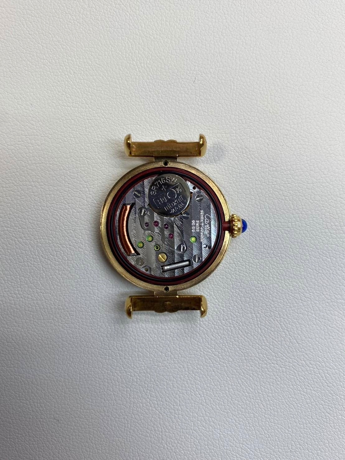 カルティエ マストコリゼ 590002 クォーツ SV925 革 純正尾錠(GP)アイボリーローマン文字盤 1980年代半ば~1994年頃 オーバーホール済み