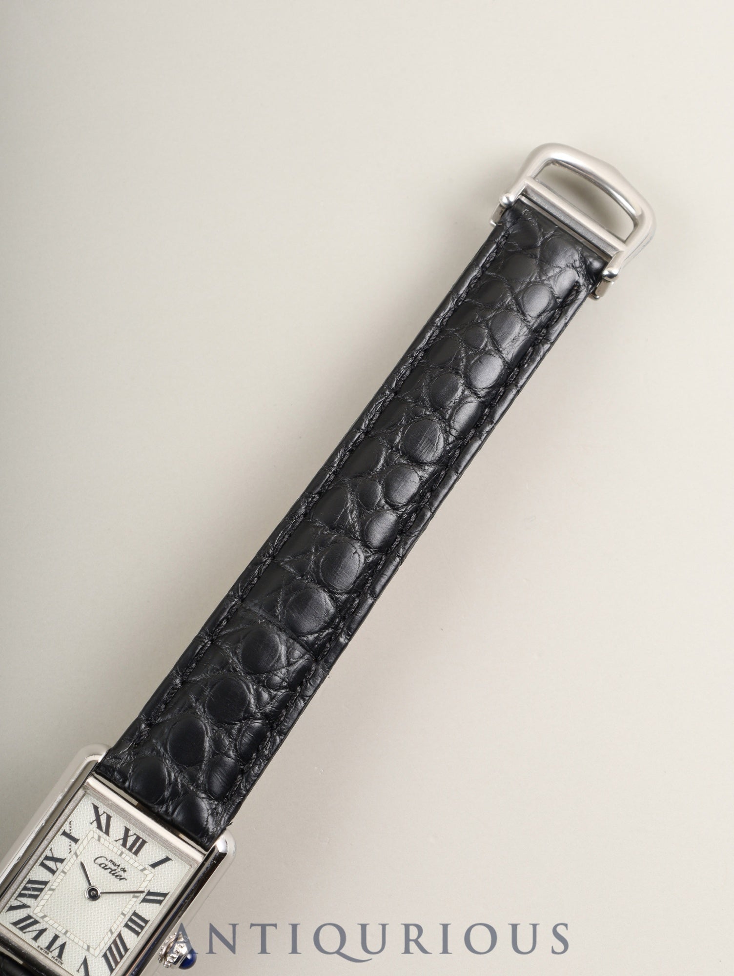 Cartier Must Tank MM 2416 Quartz Caliber 057 SV925 Leather Strap with Genuine D-Clasp (Stainless Steel) Silver Roman Dial (Christmas Limited Edition / SWISS MADE) Circa 2000 Box Overhauled