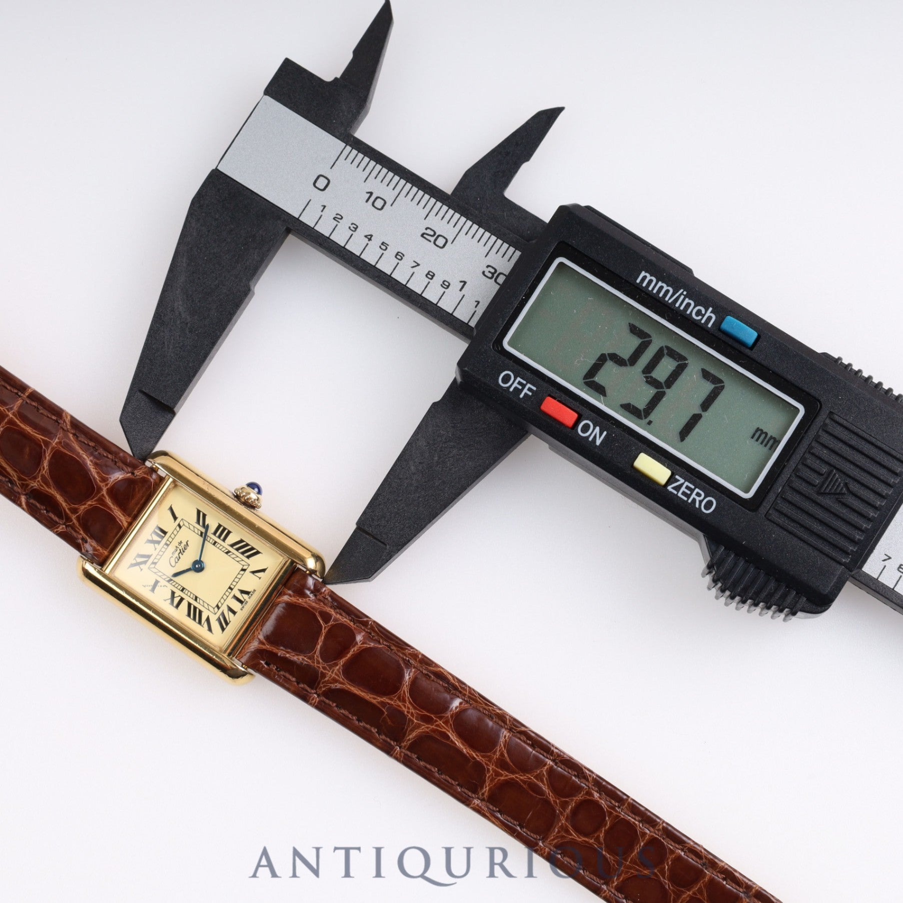 Cartier Must Tank MM QZ W1017354 / 2415 925 Leather Ivory Dial Original Buckle Box Warranty (2005)