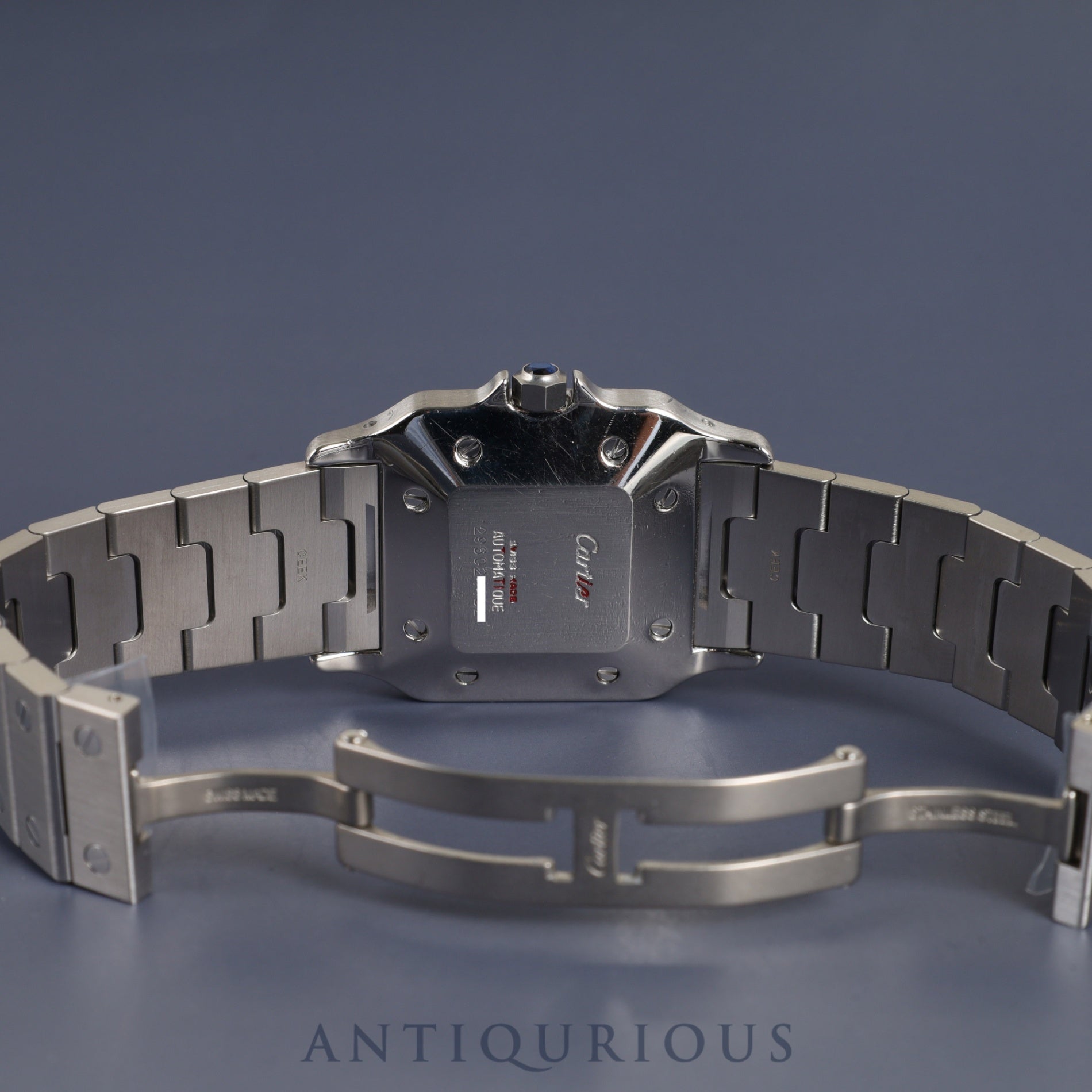 Cartier Santos Galbee LM 2960 Automatic Stainless Steel Watch with White Roman Dial. Completely serviced at a Cartier boutique.