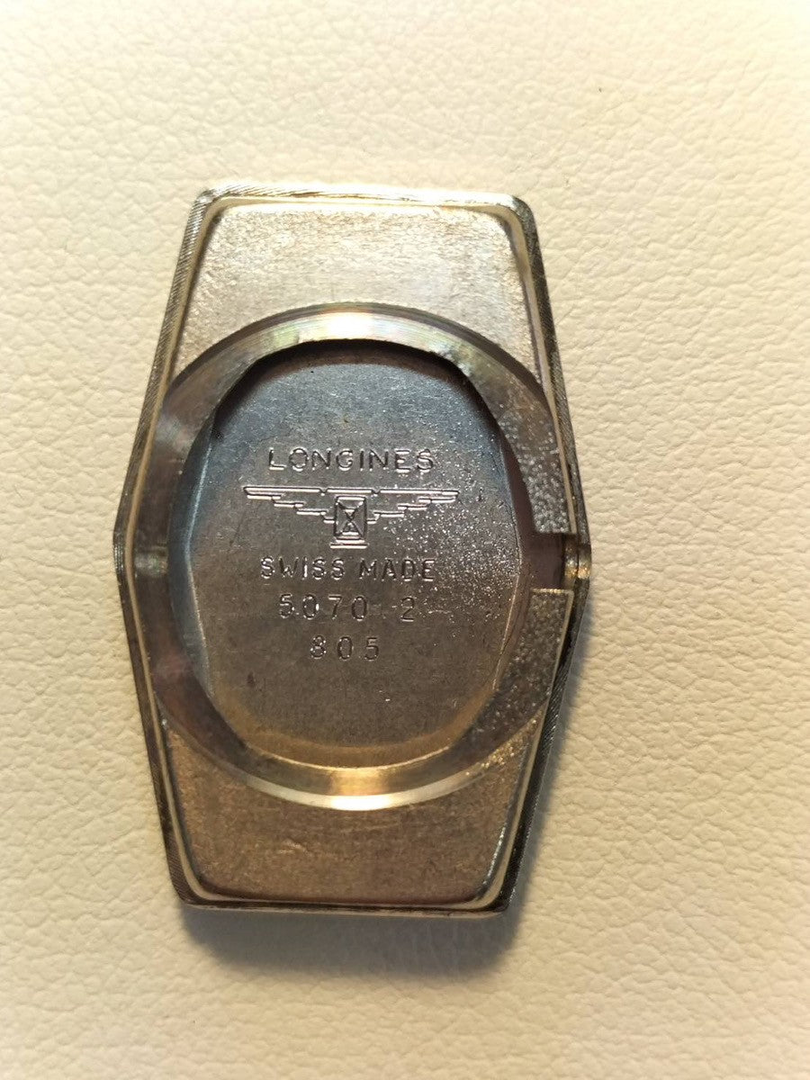 ロンジン レクタンギュラー クォーツ Cal.5602 SS/GP 革 社外尾錠(GP)ホワイト文字盤 オーバーホール済み