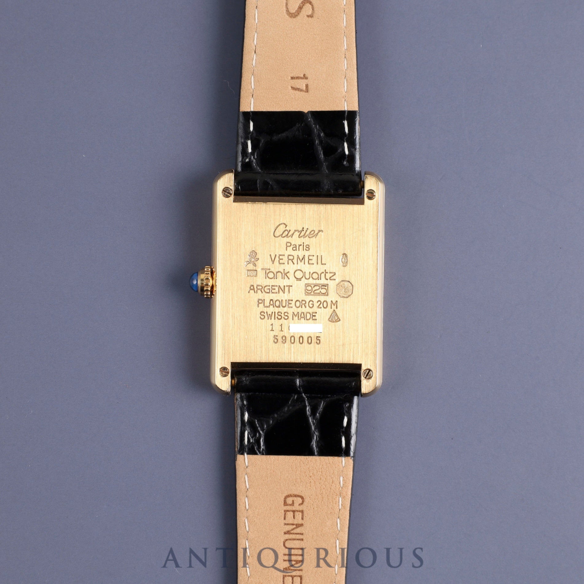 Cartier Must Tank LM 590005 Quartz Cal.90 SV925 Leather Genuine Buckle (GP) Ivory Roman Dial Overhauled and Finished to Like New