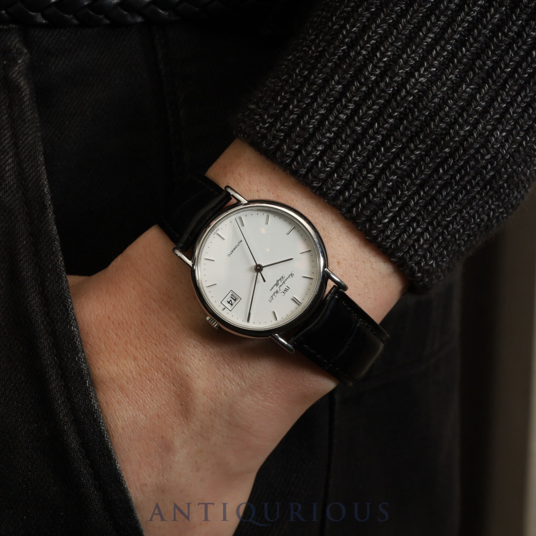 IWC Portofino IW351320 Automatic Caliber 30120 Stainless Steel Watch with Genuine Leather Strap and Genuine Stainless Steel Buckle, White Dial, Booklet, Cloth, Overhauled