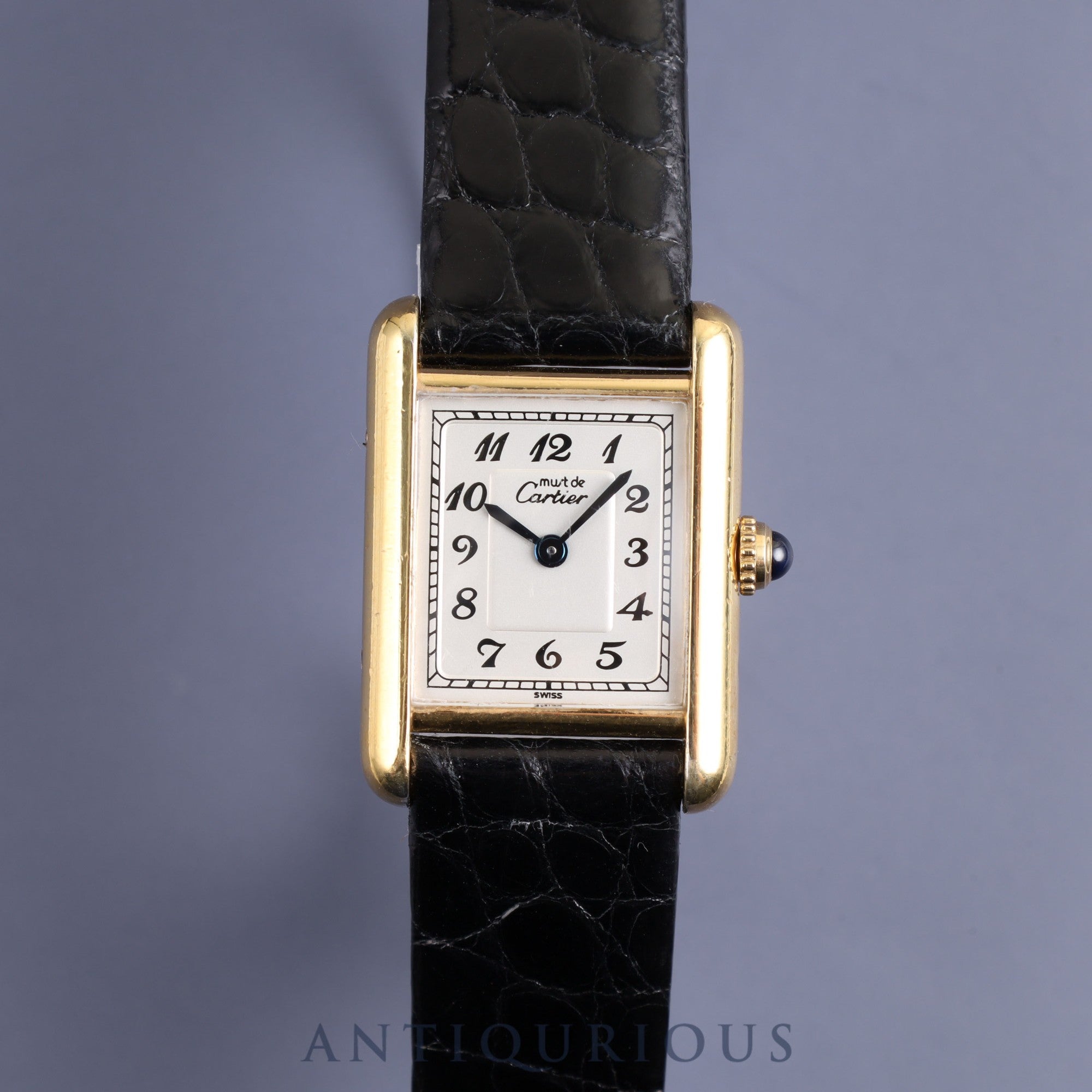 カルティエ マストタンク SM 5057001 クォーツ SV925 革 純正尾錠(GP) アラビア文字盤 カルティエブティックにてコンプリートサービス(フルメンテナンス)済み 新品仕上げ済み