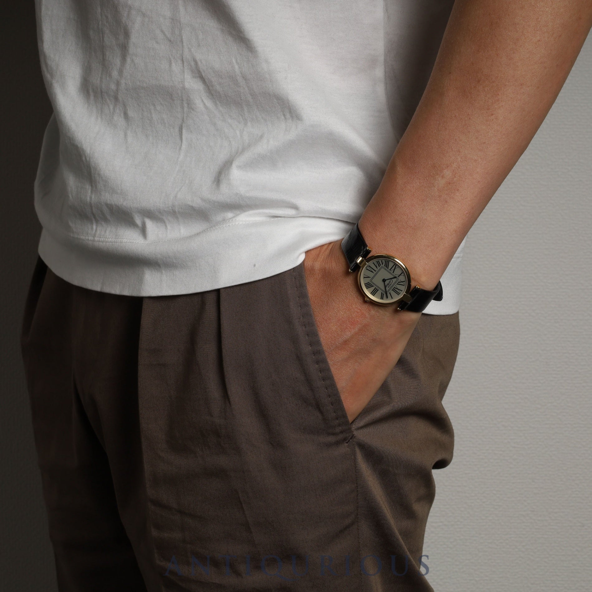 カルティエ マスト ヴァンドーム VLC LM 590003 クォーツ SV925 革 純正尾錠(GP) オパラン文字盤 カルティエブティックにてコンプリートサービス済み