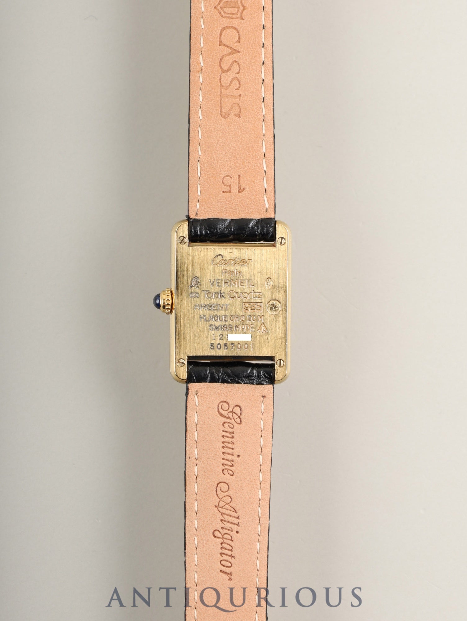 Cartier Must Tank SM 5057001 Quartz Cal. 057 SV925 Leather Genuine D-buckle (GP) Opalescent dial (SWISS markings) Box Warranty (1994) Complete service overhauled at a Cartier boutique on January 2, 2019