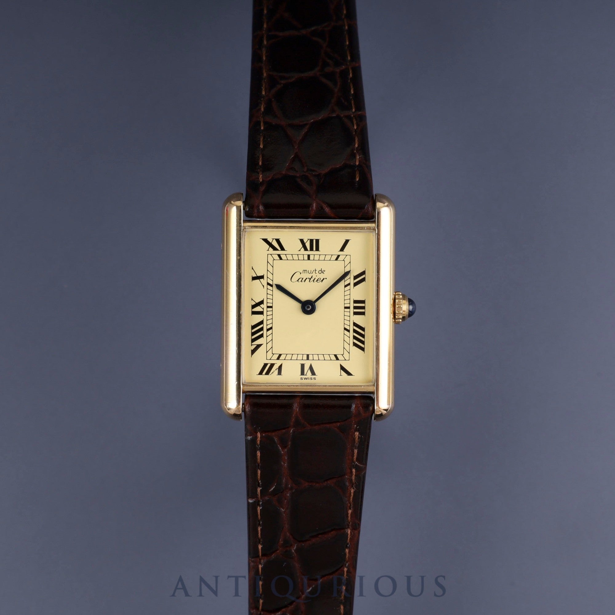 カルティエ マストタンク LM W1002753 / 590005 クォーツ Cal.90 SV925 革 純正尾錠(GP)アイボリーローマン文字盤 オーバーホール済み