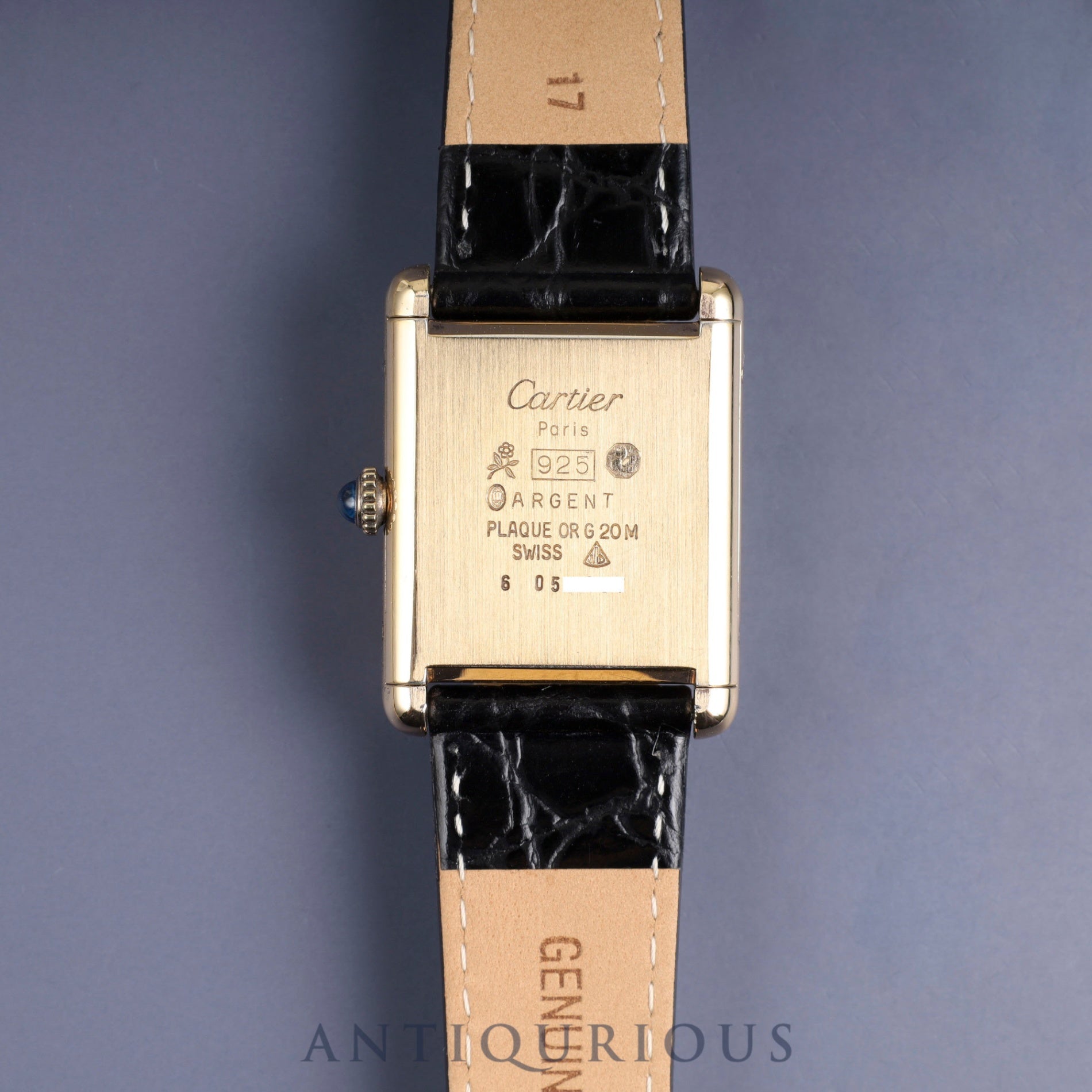 カルティエ マストタンク LM 手巻き Cal.78-1 SV925 革 純正尾錠(GP) アイボリーローマン文字盤 オーバーホール済み