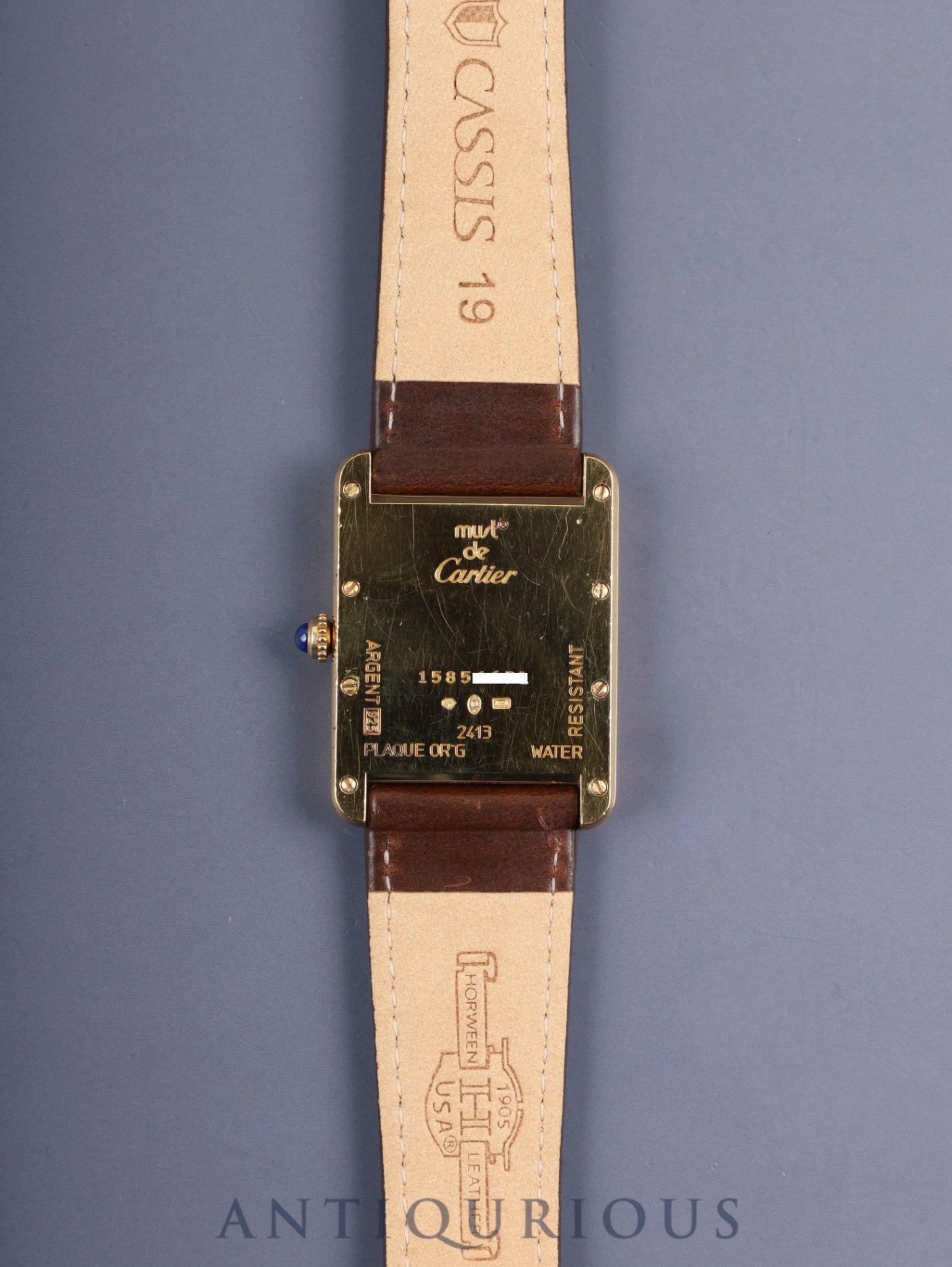 カルティエ マストタンク GM(XL) 2413 クォーツ Cal.687 SV925 革 純正Dバックル(GP) アイボリーローマン文字盤 箱 保証書(2005年) オーバーホール済み