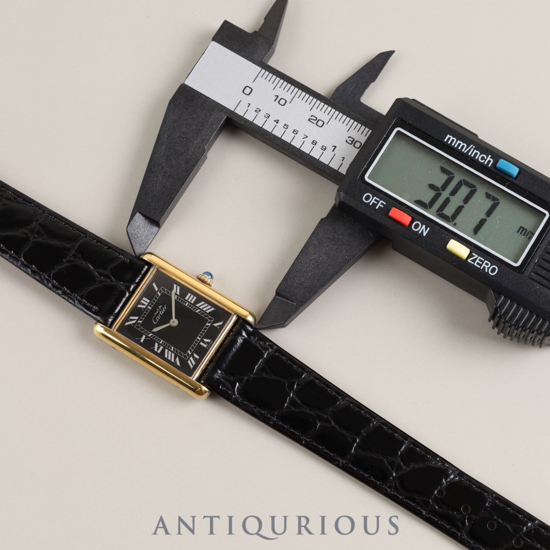 Cartier Must Tank LM Manual winding Cal.78-1 SV925 Leather Genuine buckle (GP) Black Roman dial Overhauled