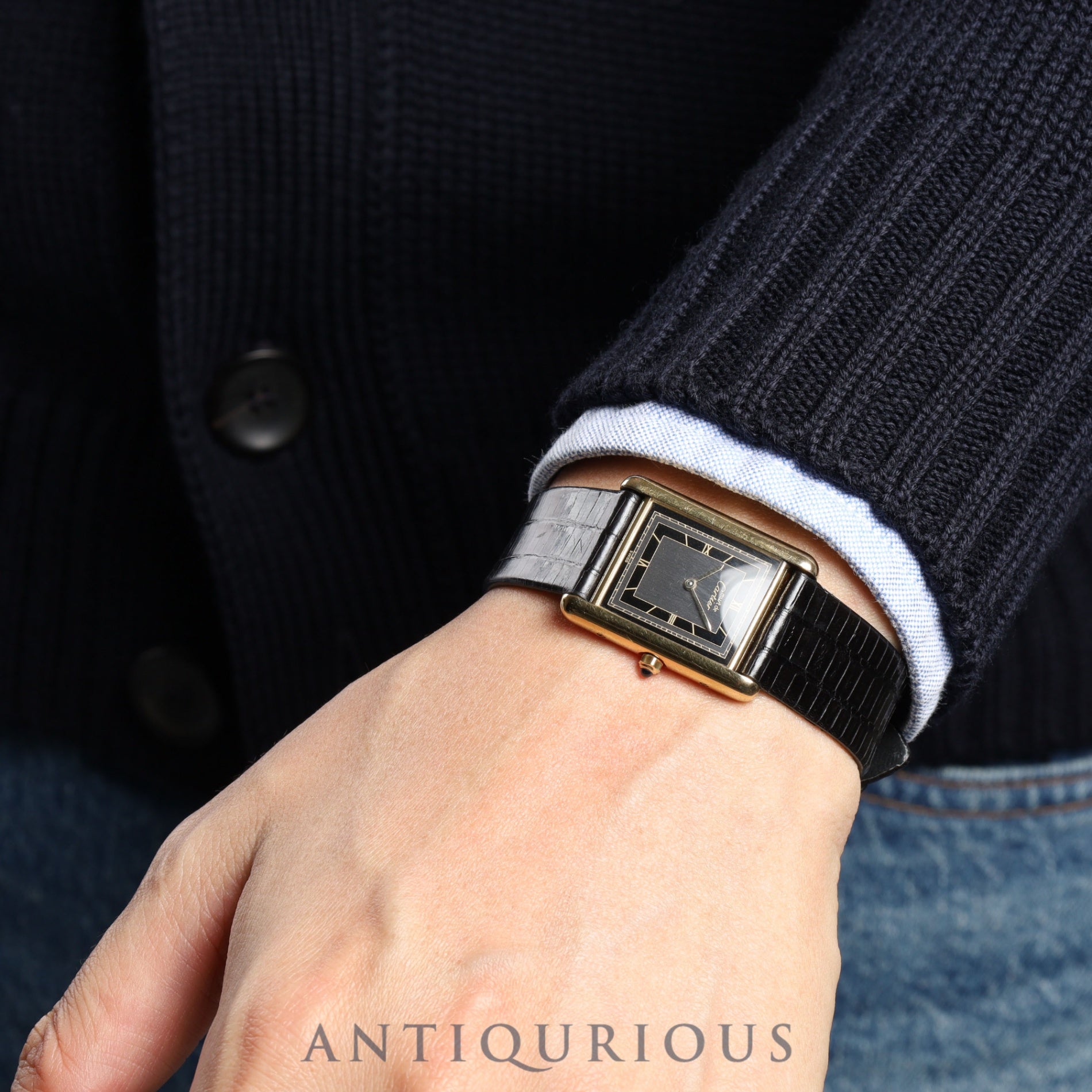 Cartier Must Tank LM 6 81006 Quartz Cal.81 SV925 Leather Genuine Buckle Grey Roman Dial Overhauled