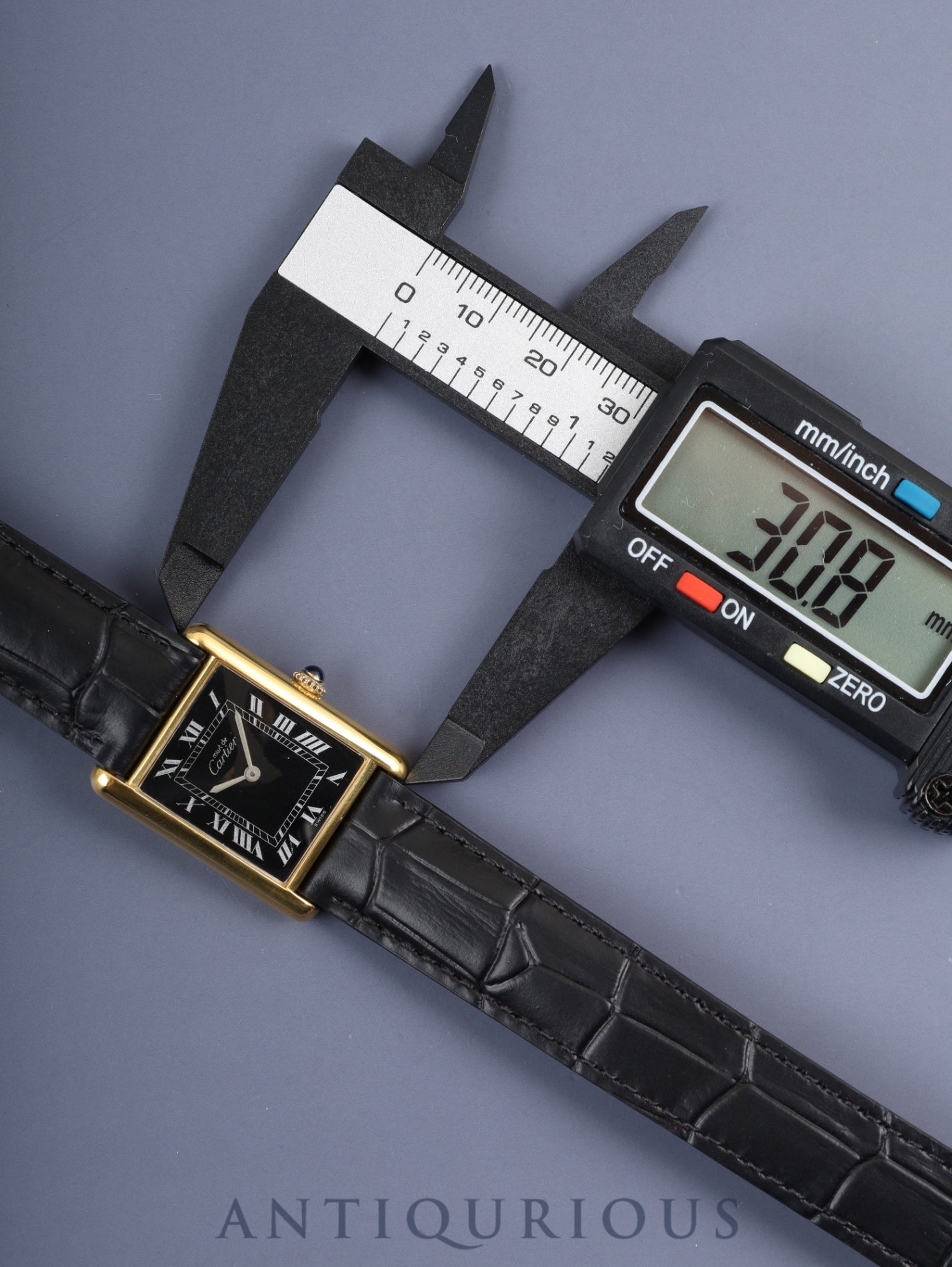 カルティエ マストタンク LM 手巻き Cal.78-1 SV925 革 純正尾錠(GP) ブラックローマン文字盤 箱 オーバーホール済み 新品仕上げ済み