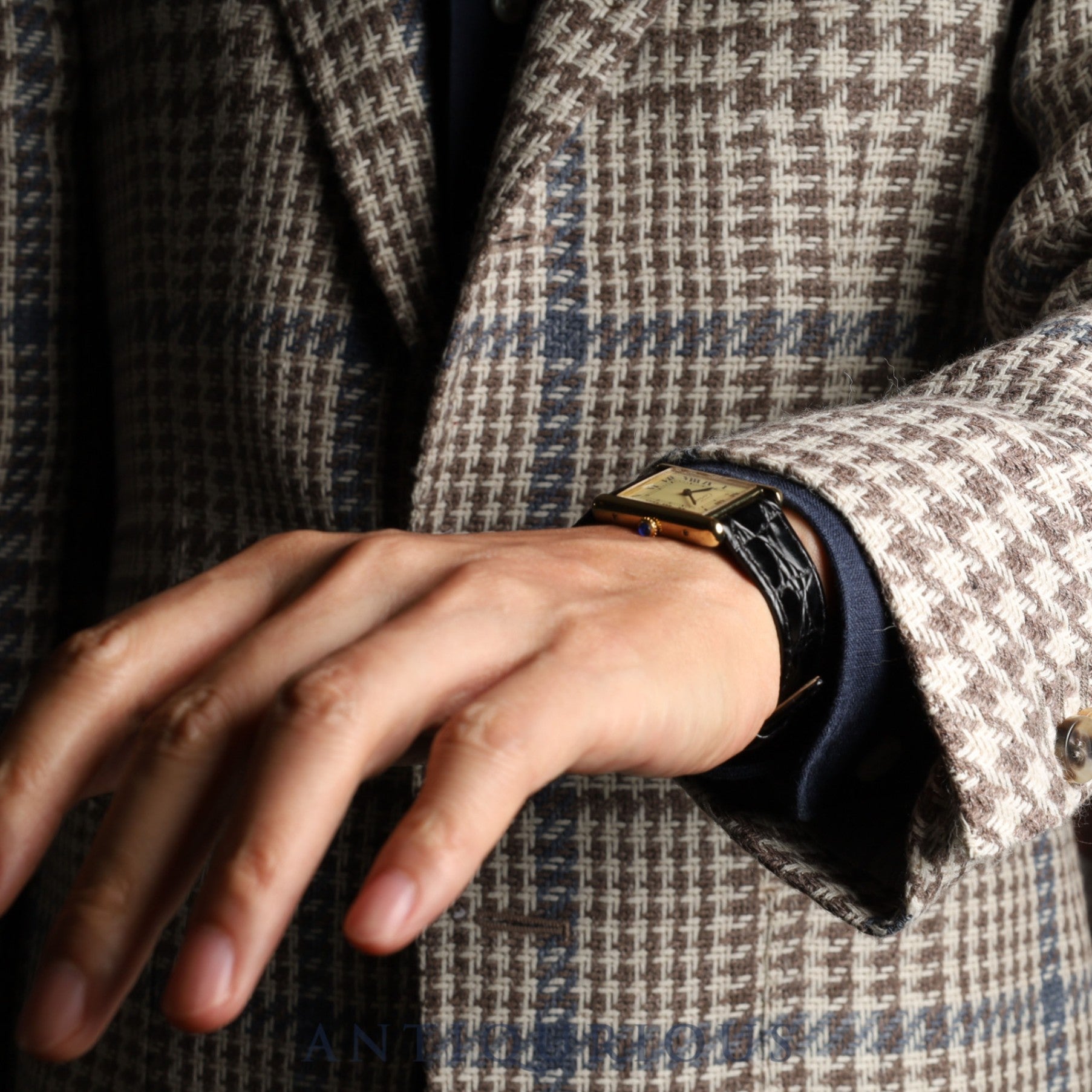 Cartier Must Tank LM Manual winding Cal.78-1 SV925 Leather Genuine buckle (GP) Ivory Roman dial Overhauled