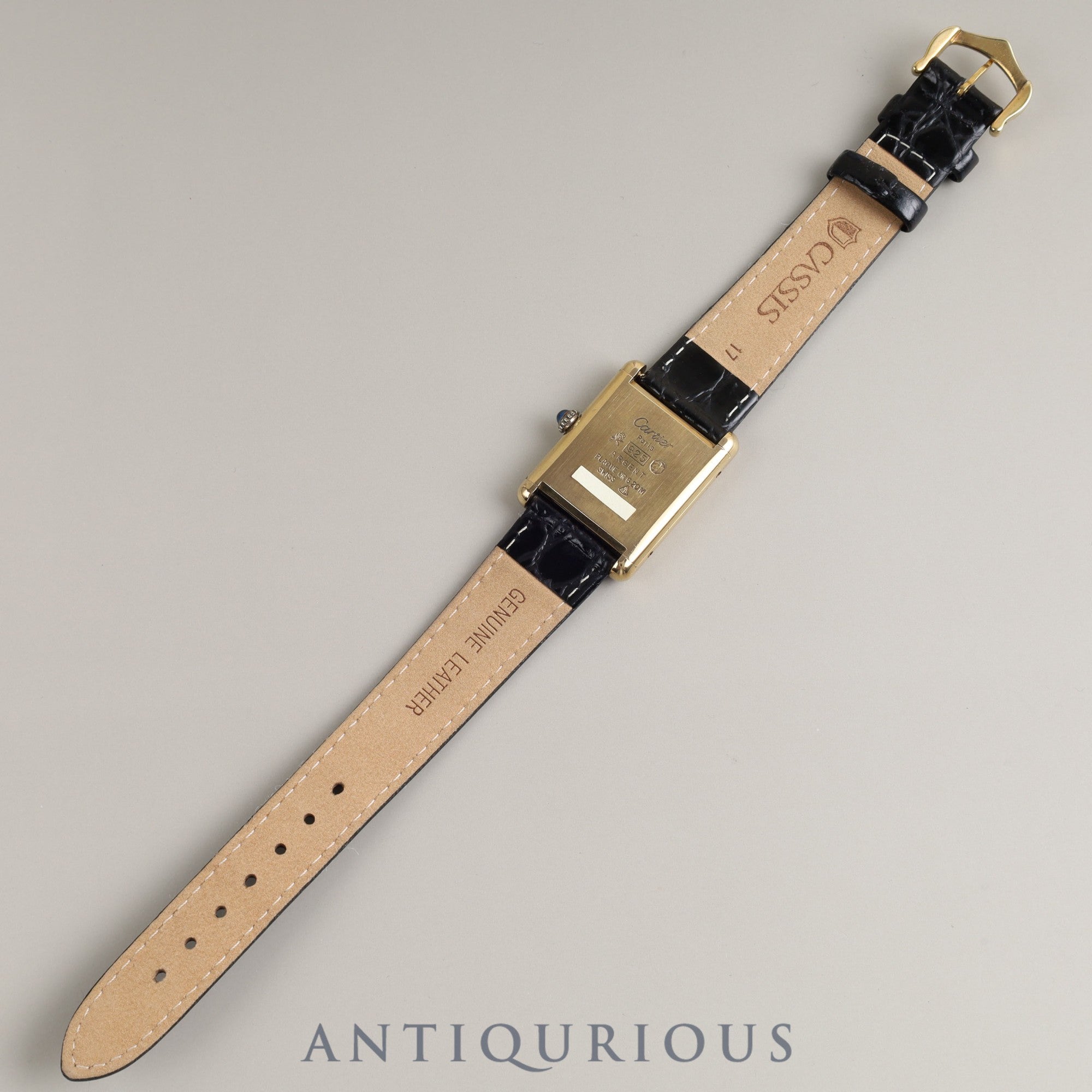 Cartier Must Tank LM Manual winding 925 Leather Genuine buckle (GP) Black onyx dial Overhauled