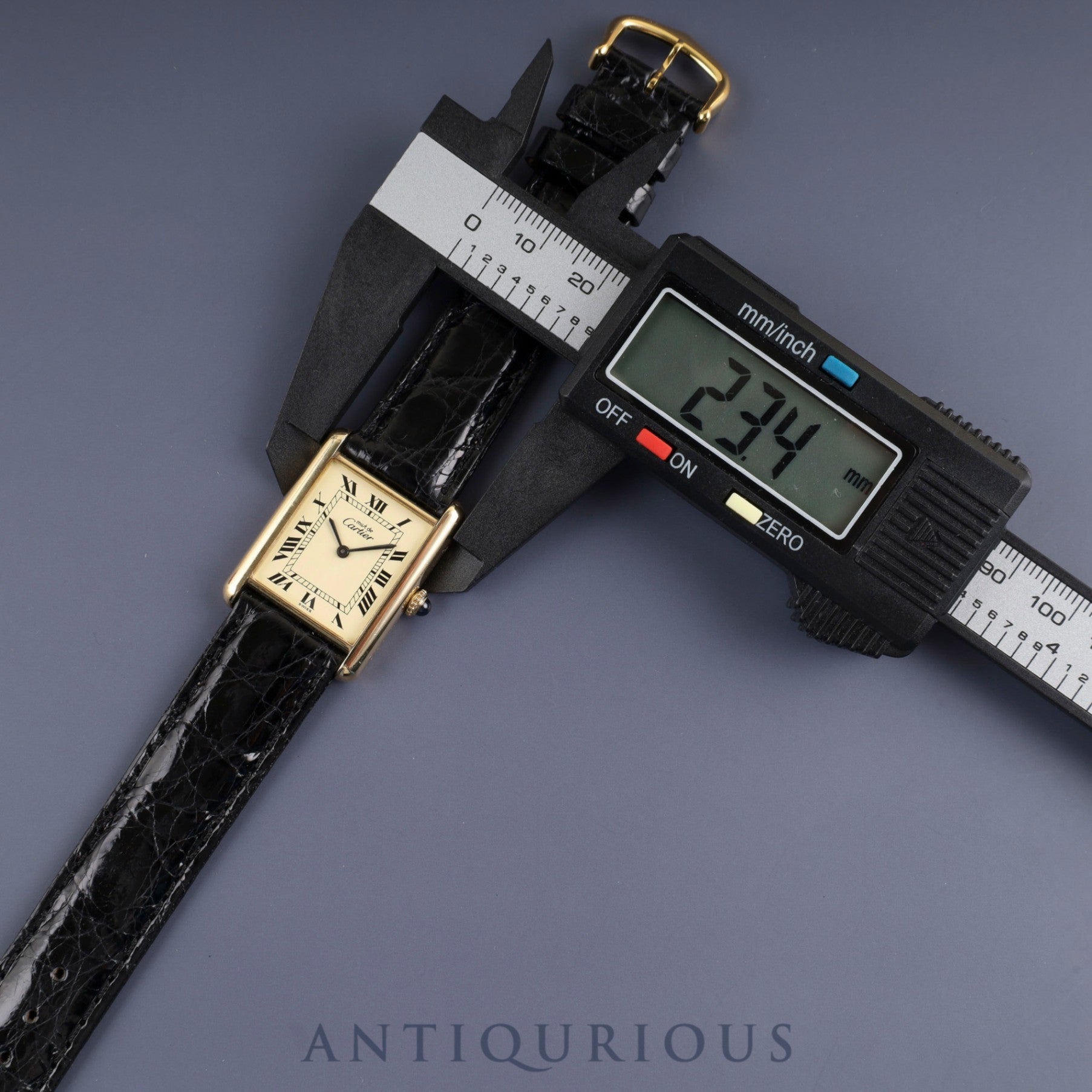 Cartier Must Tank LM Manual Winding Cal. 78-1 SV925 Leather Strap with Genuine GP Buckle Ivory Roman Dial Circa 1976-1981 Overhauled