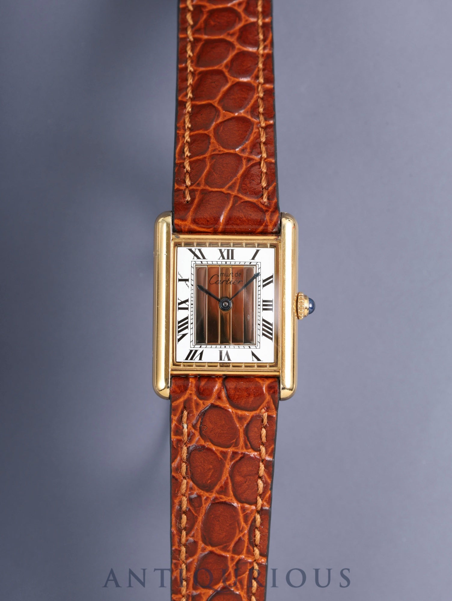 カルティエ マストタンク LM 590005 クォーツ Cal.690 SV925 革 純正尾錠(GP)フロントトリニティ文字盤(SWISS表記) 箱 冊子 保証書 オーバーホール済み