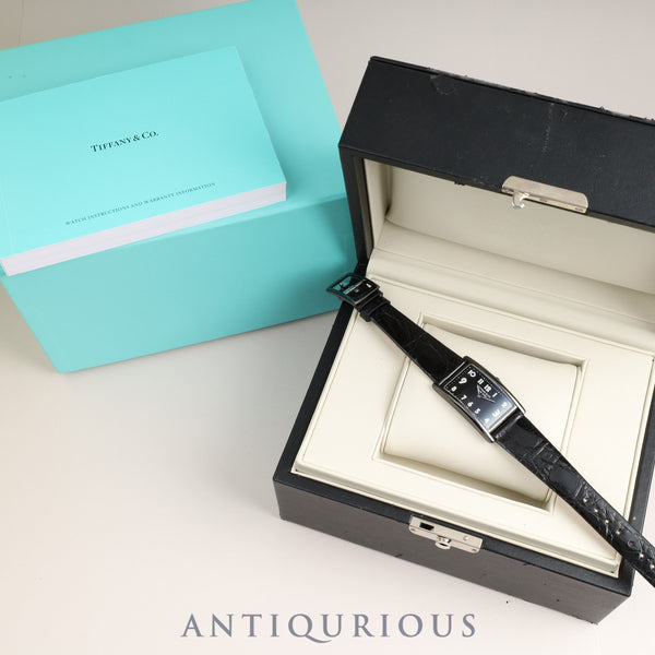 ティファニー イーストウエスト 37447129 クォーツ SS 革 純正バックル(SS)ブラックアラビア文字盤 箱 説明書