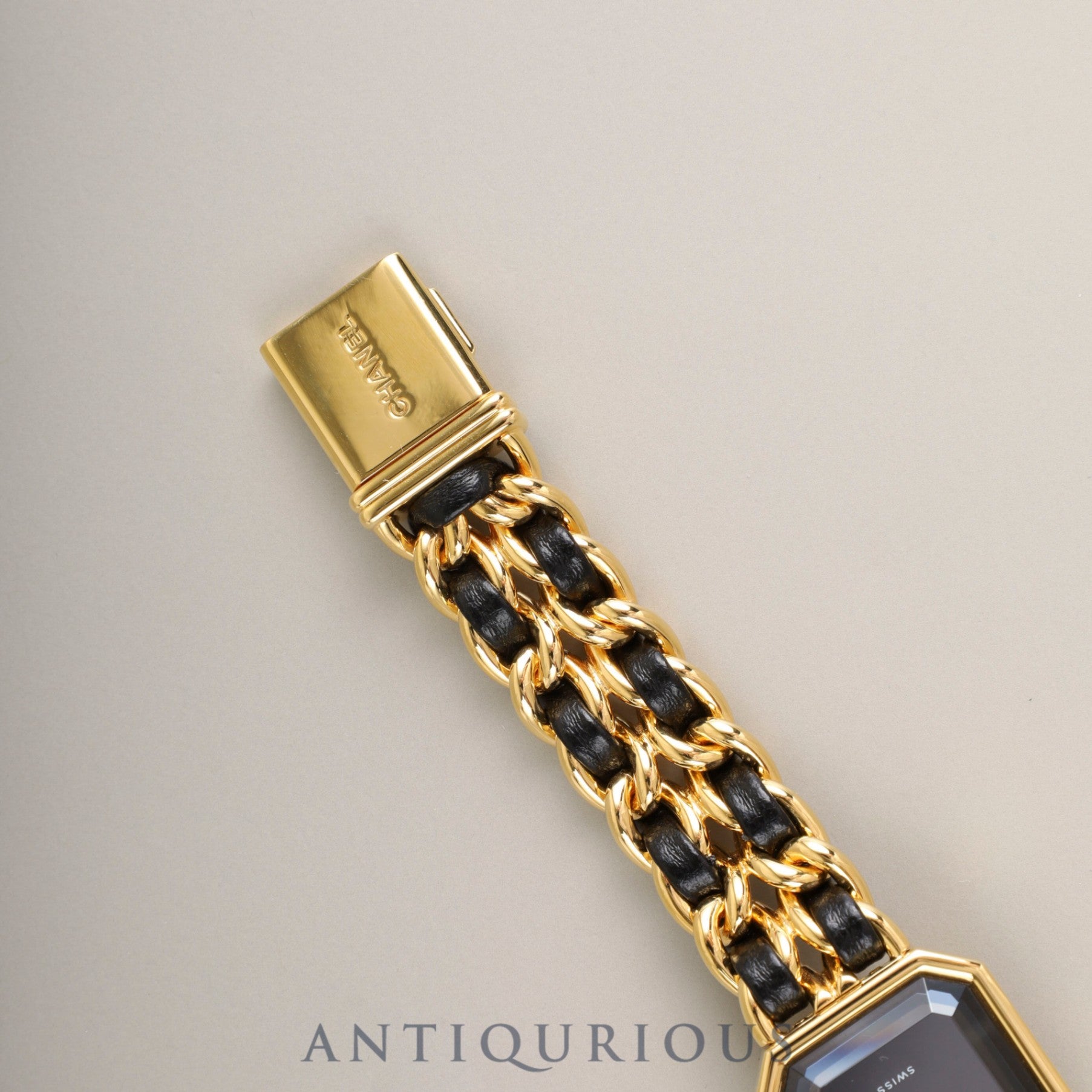 シャネル プルミエール S H0001 クォーツ Cal.976.001 GP GP/革 ブラック文字盤 オーバーホール済み